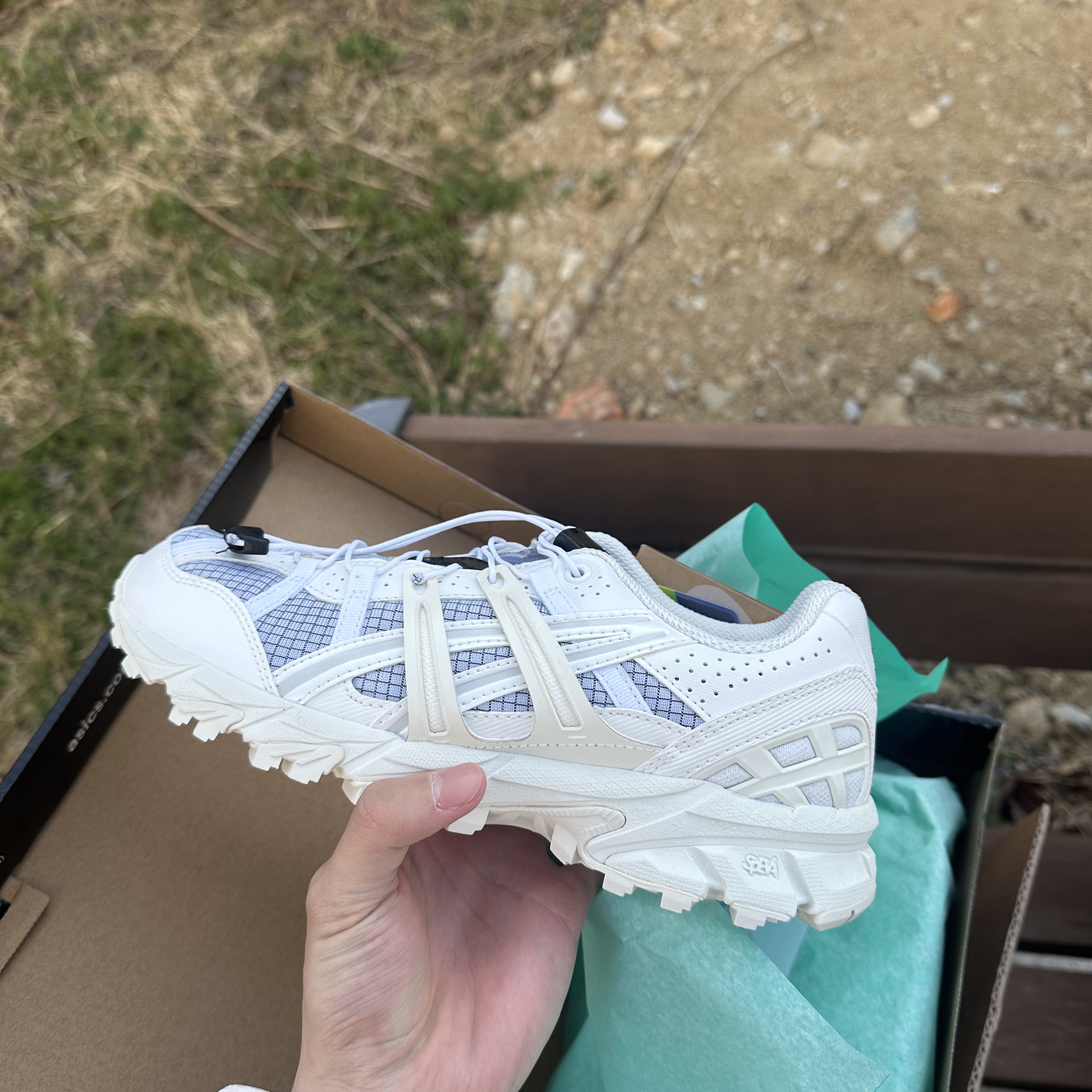 (W) Asics x Matin Kim Gel-Sonoma 15-50 Glacier Grey White 착용 스타일 - 1