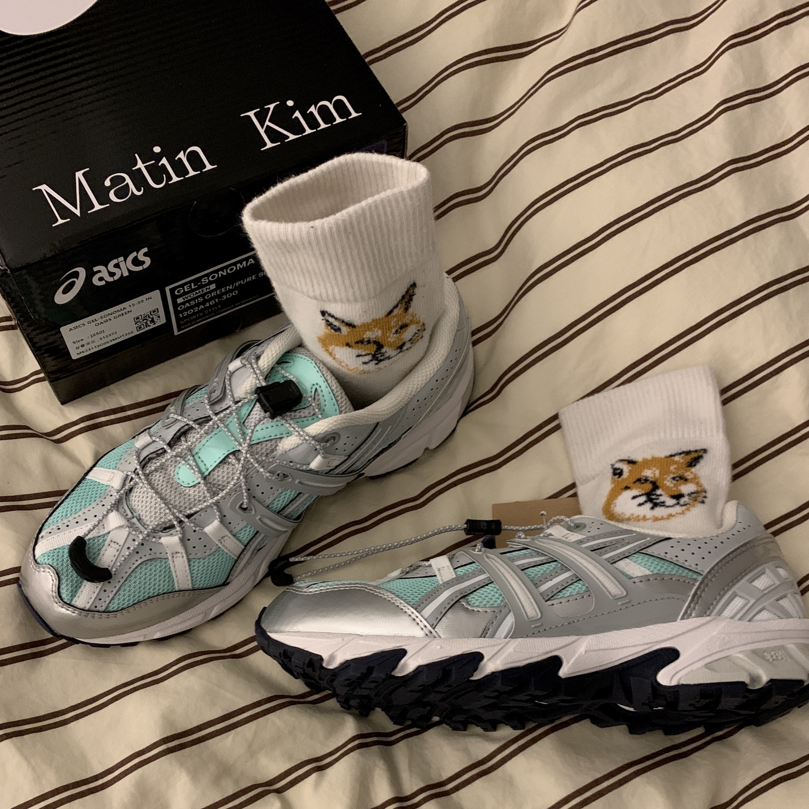 (W) Asics x Matin Kim Gel-Sonoma 15-50 Oasis Green Pure Silver 착용 스타일 - 2