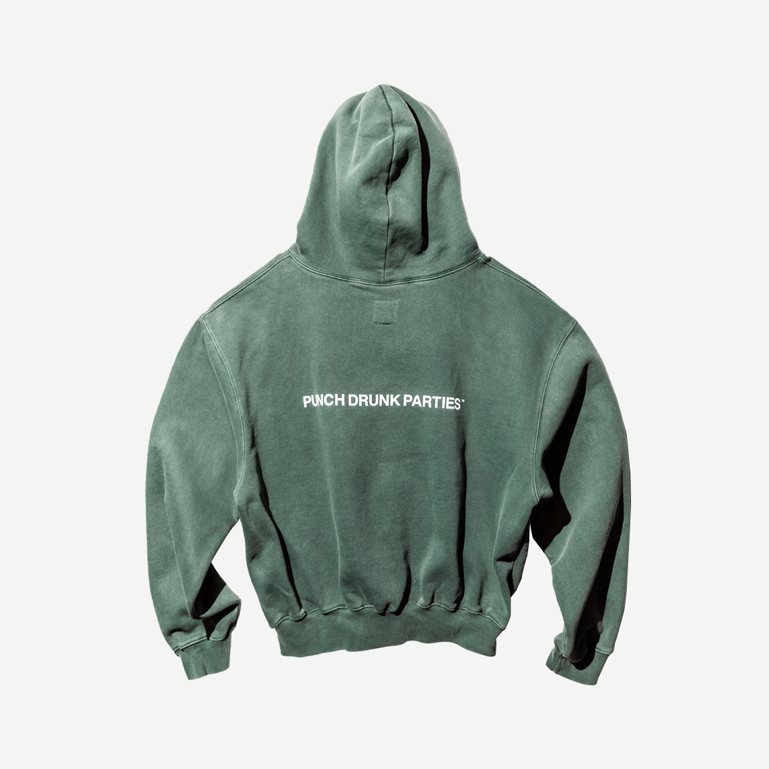 펀치 드렁크 파티즈 서클 로고 가먼트 다이드 후드 그린(Punch Drunk Parties Circle Logo Garment Dyed Hoodie Green) - 2