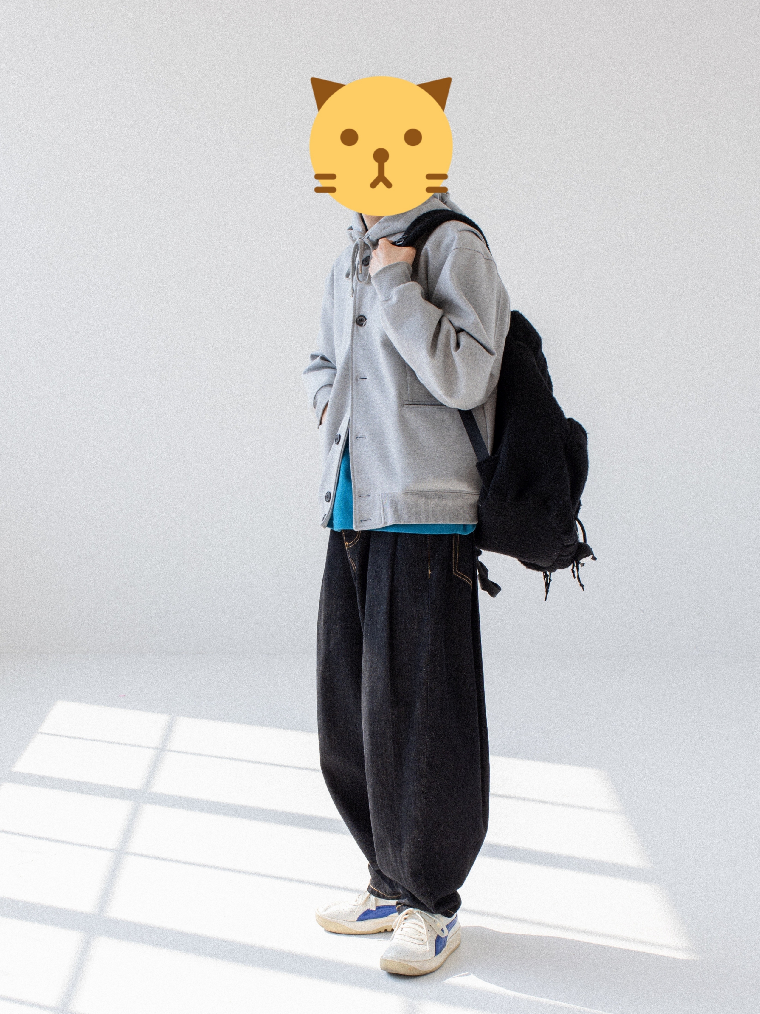 Ader Error Sculpture Logo Hood Jacket Grey 착용 스타일 - 2