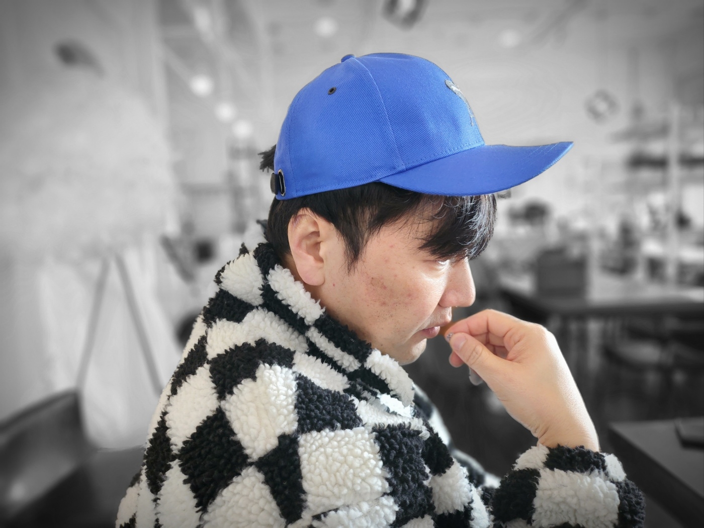 Puma x AMI Low Curve Cap Dazzling Blue 착용 스타일