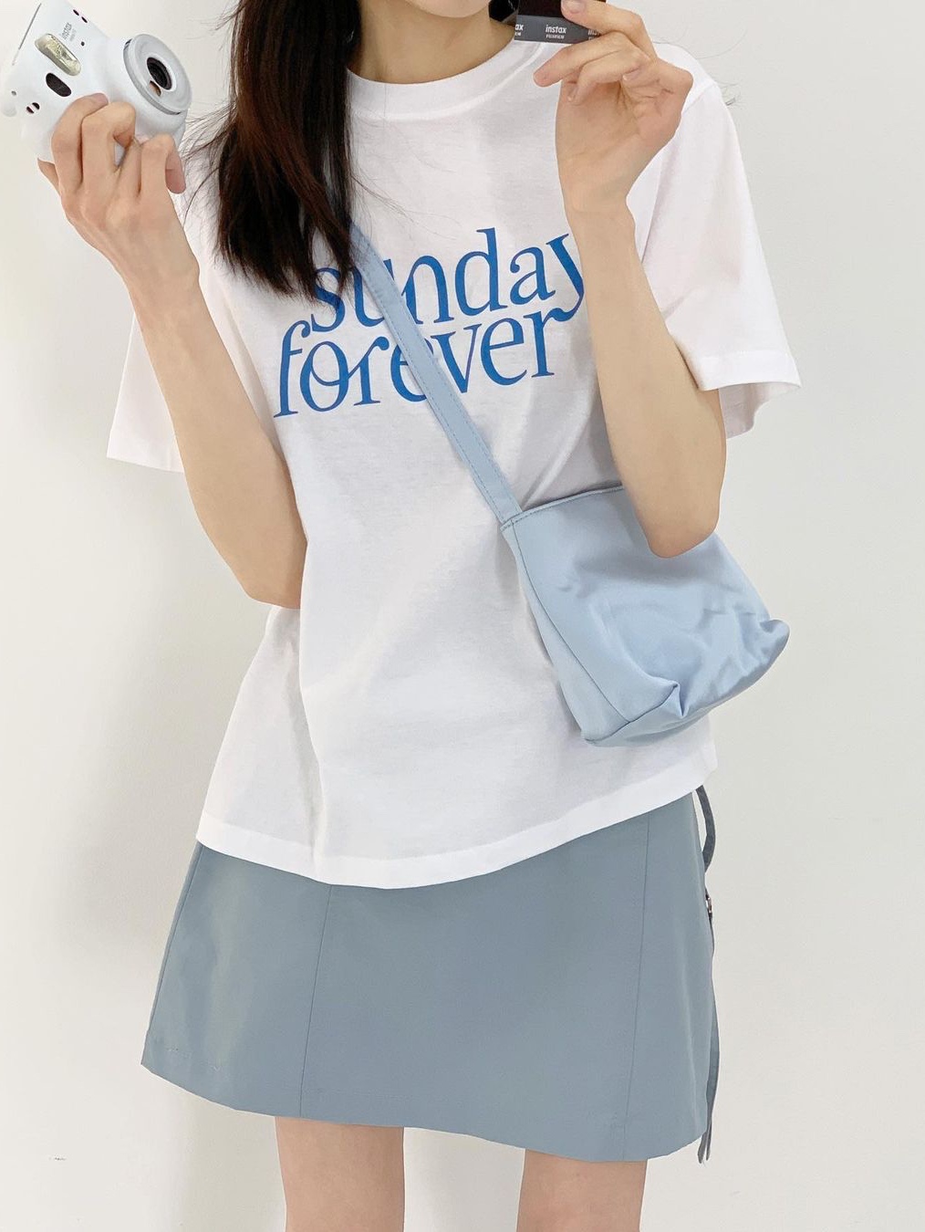 Hai Little Silk Bag Light Blue 착용 스타일 - 1