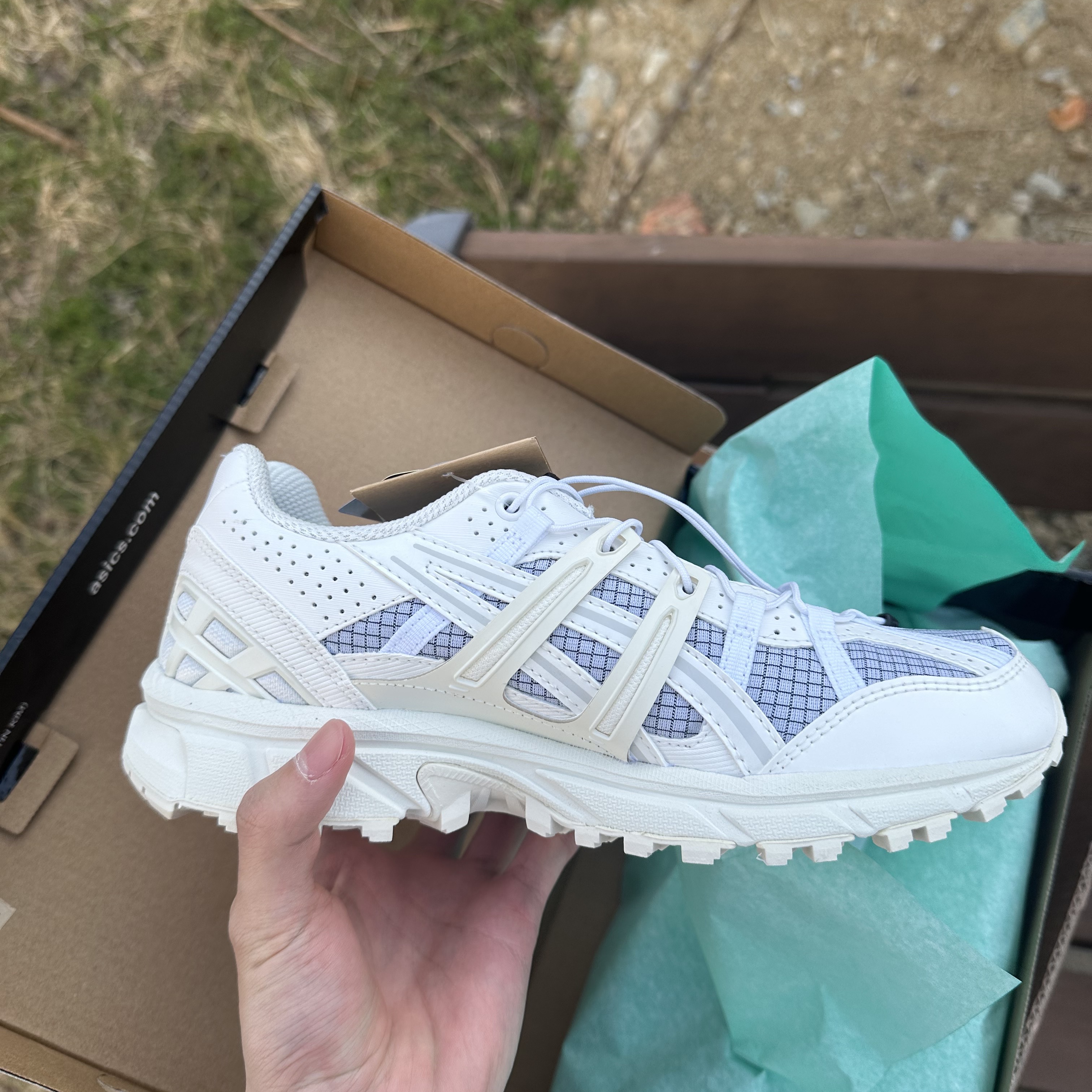 (W) Asics x Matin Kim Gel-Sonoma 15-50 Glacier Grey White 착용 스타일 - 2