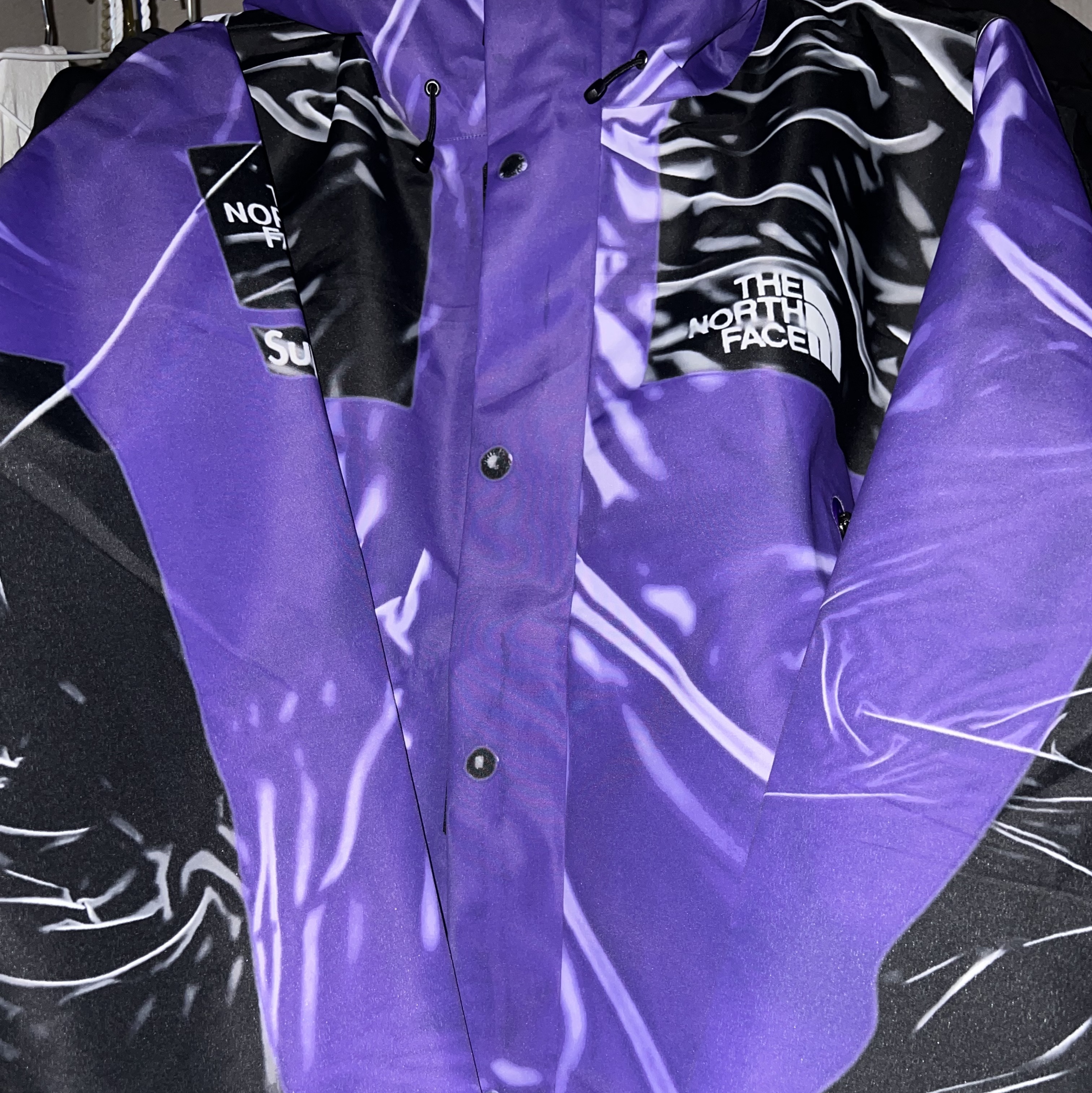 Supreme x The North Face Trompe L’oeil Printed Taped Seam Shell Jacket Purple - 23SS 착용 스타일