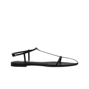 (W) Jil Sander Pointed Toe Leather Flat Sandal Black