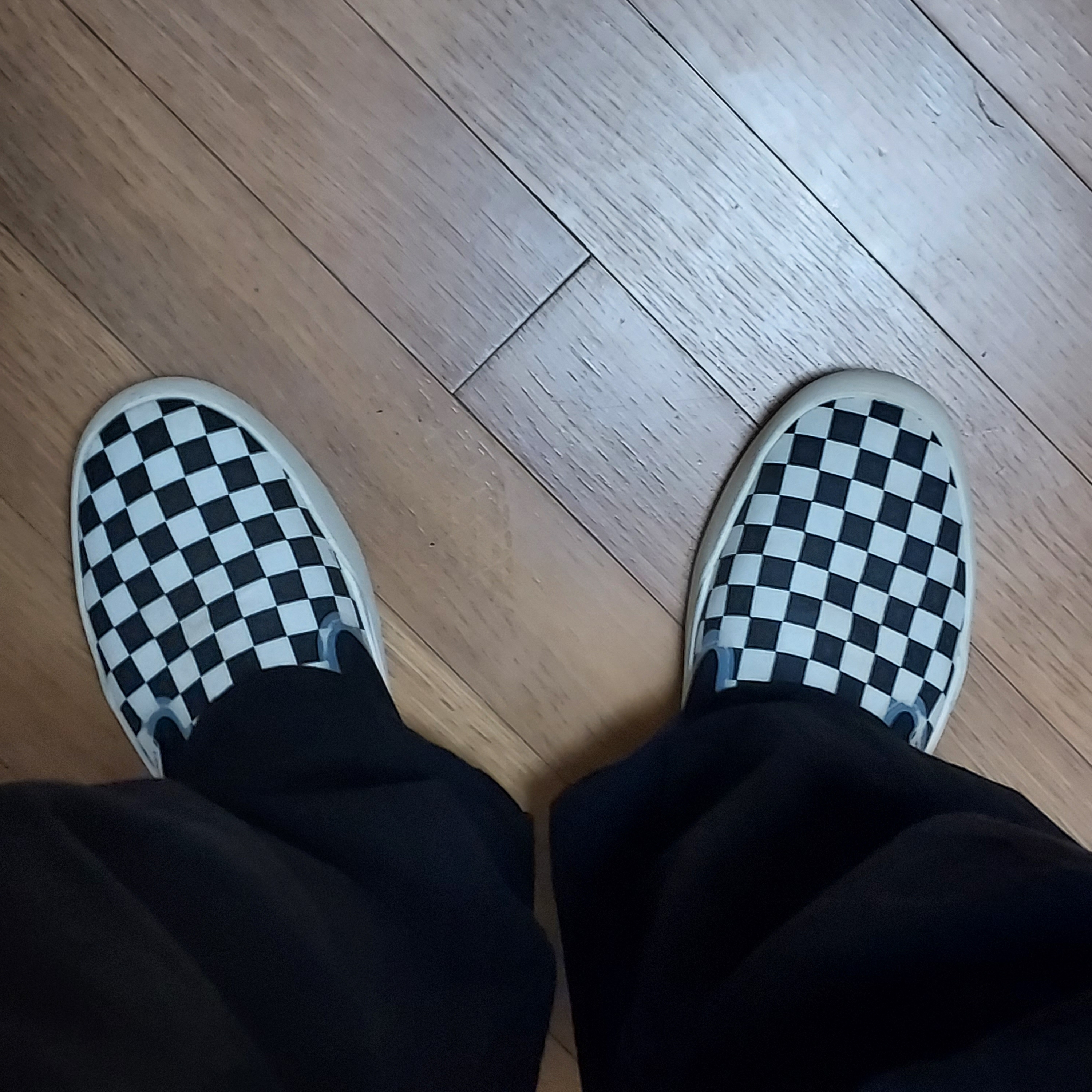 Vans Checkerboard Comfycush One Black 착용 스타일