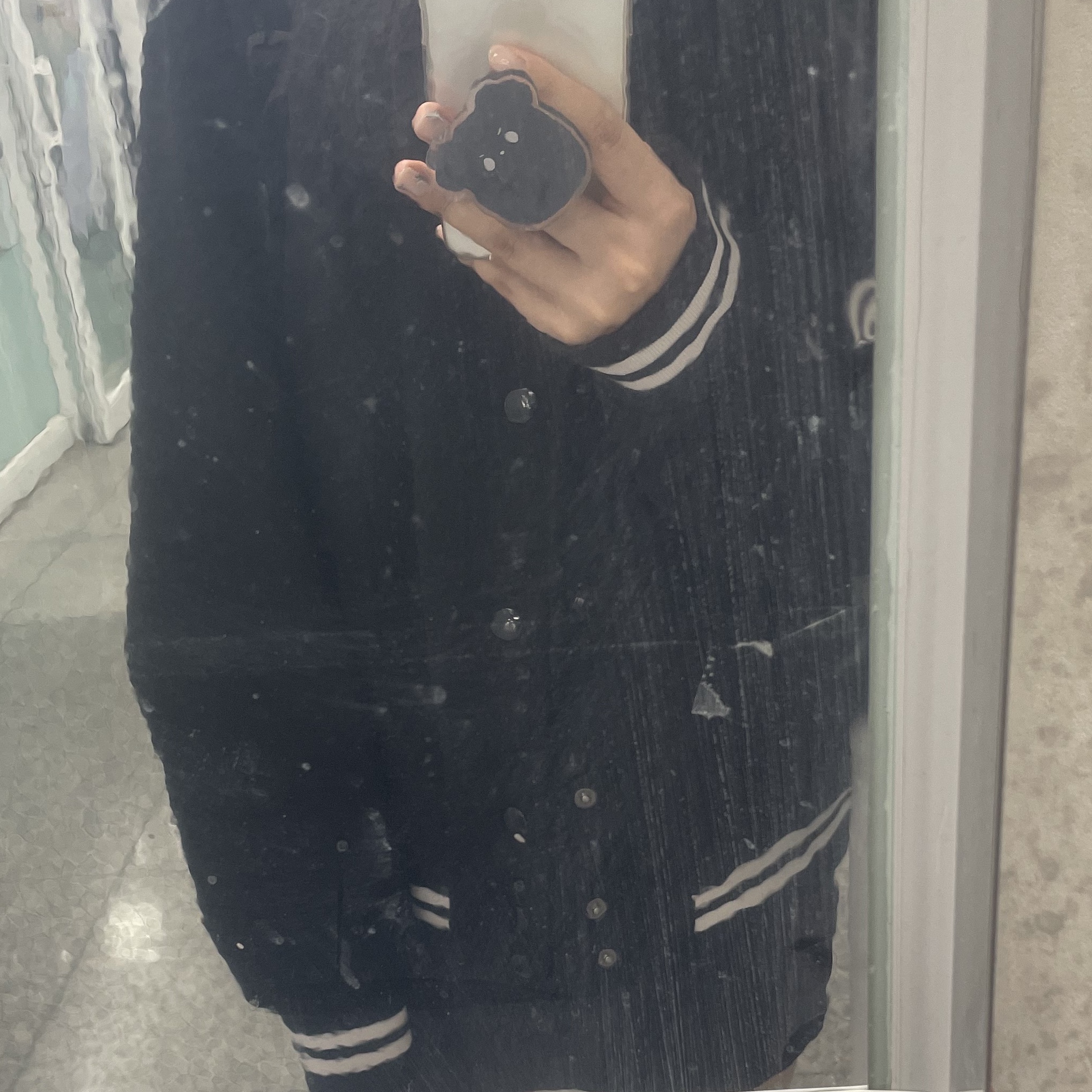 Nike NSW Authentics Varsity Jacket Black - Asia 착용 스타일 - 1