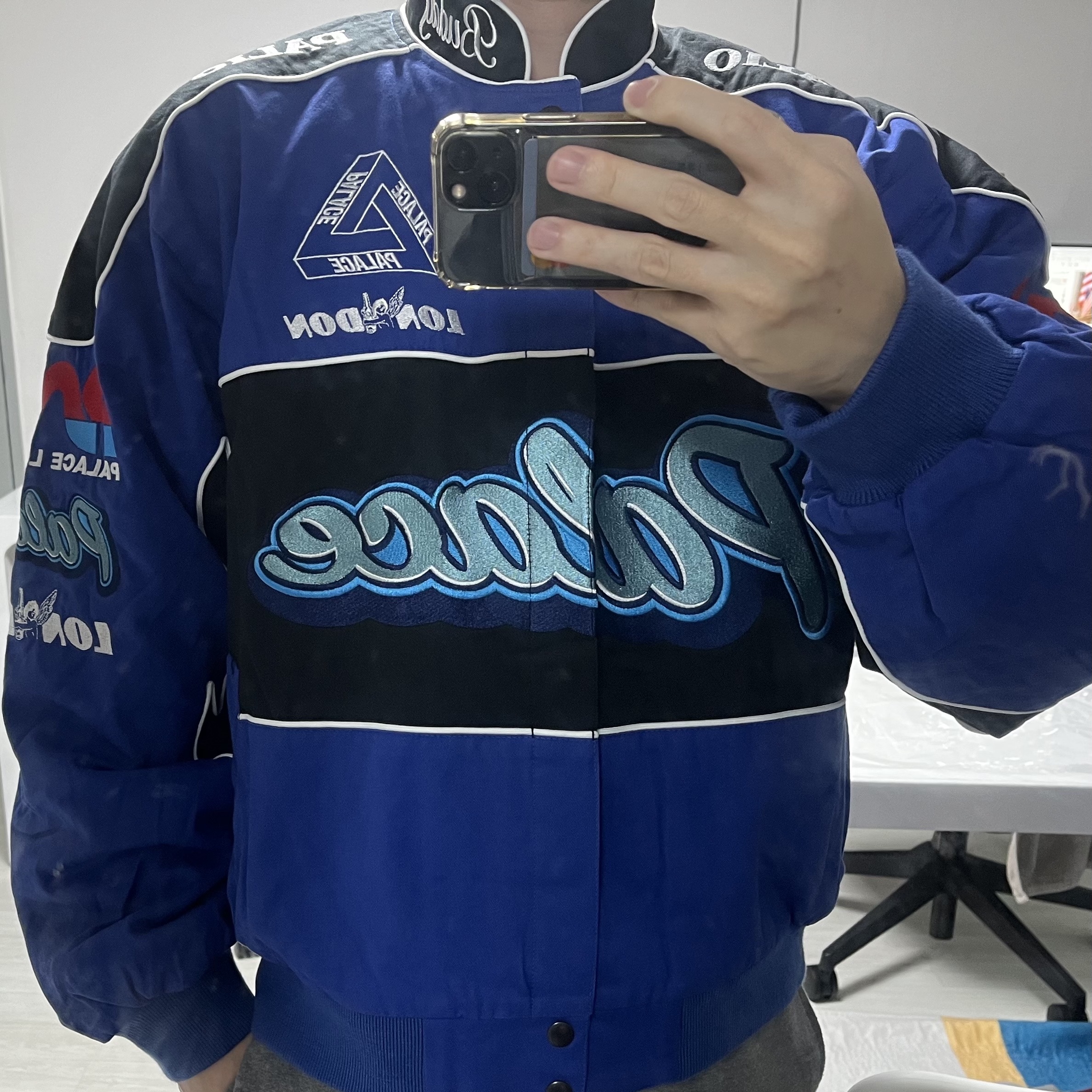 Palace Fast Cotton Jacket Blue - 23SS 착용 스타일