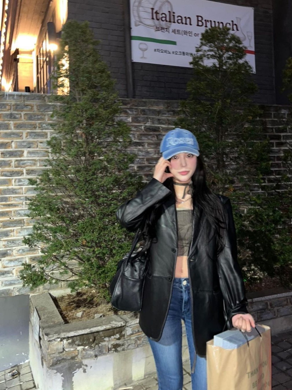 2000Archives Roses Denim Ball Cap 착용 스타일 - 2