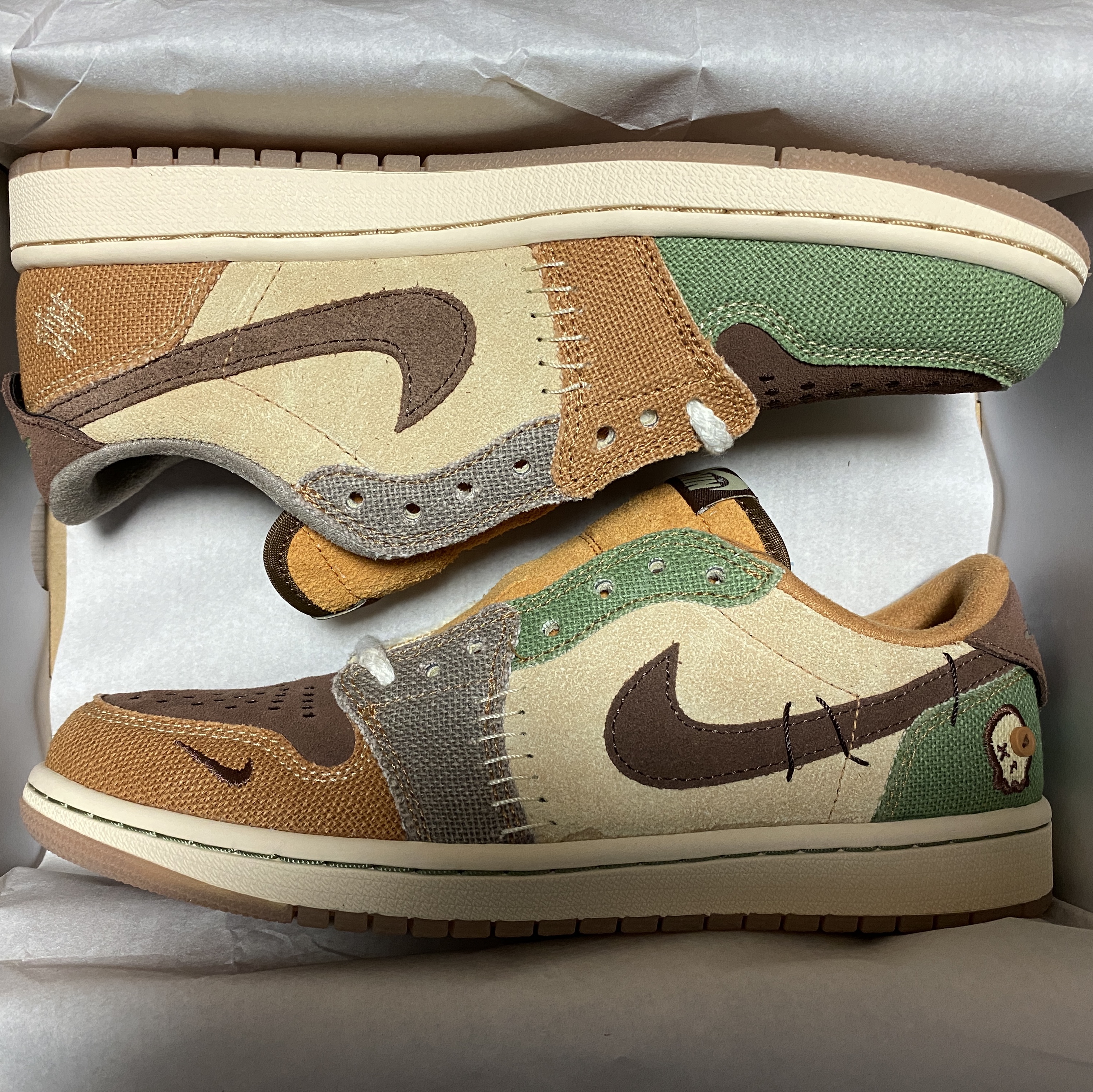 Jordan 1 x Zion Williamson Retro Low OG Flax and Oil Green 착용 스타일