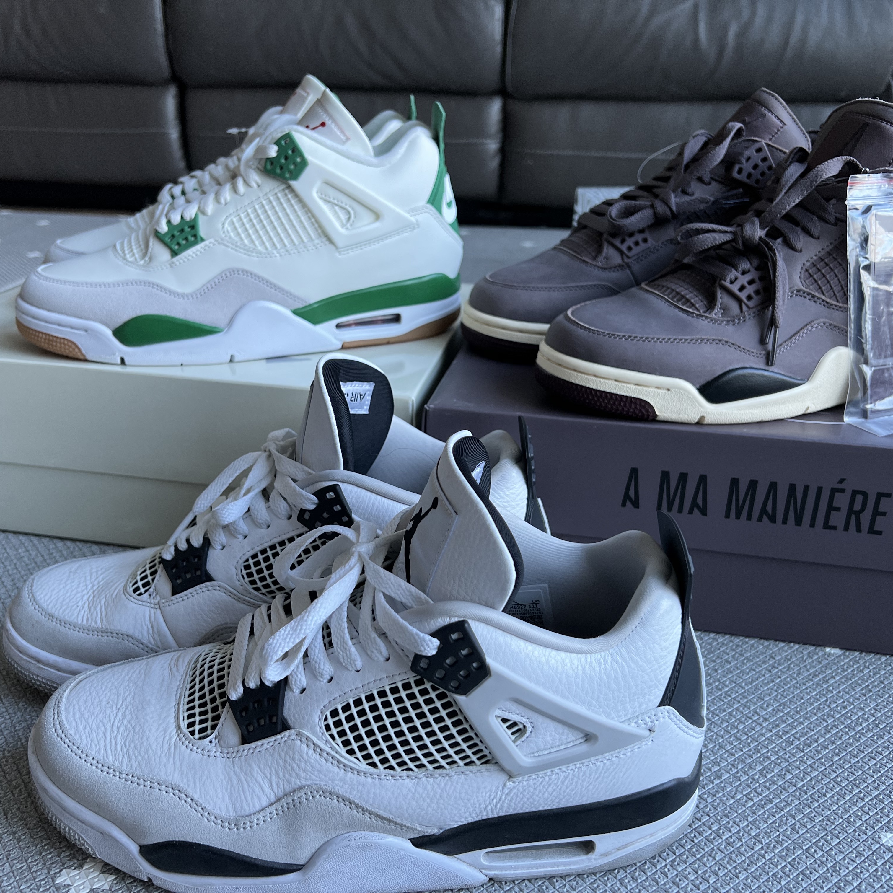 Jordan 4 x Nike SB Retro SP Pine Green, Jordan 4 x A Ma Maniere Retro Violet Ore 착용 스타일