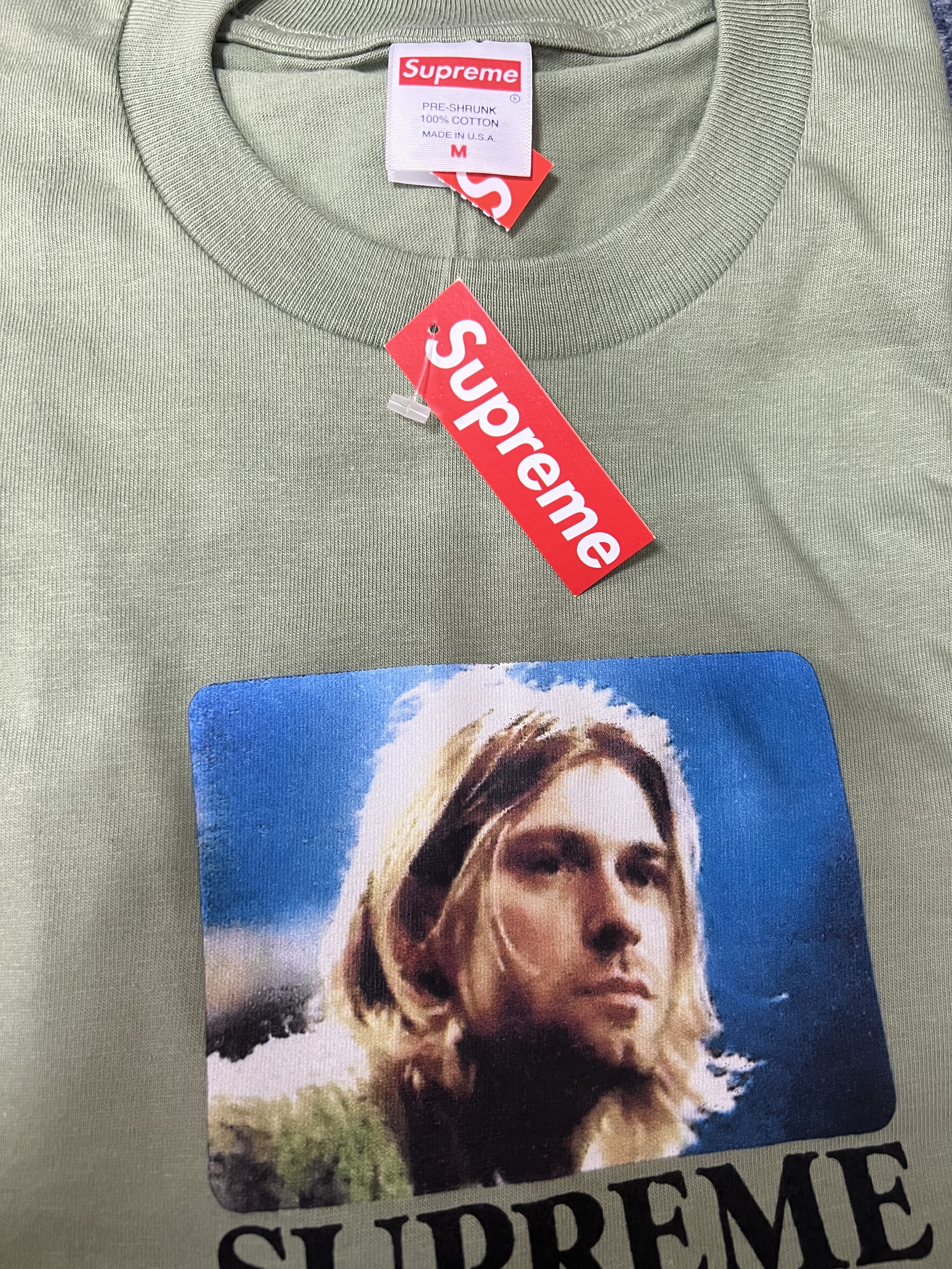 Supreme Kurt Cobain T-Shirt Light Olive - 23SS 착용 스타일