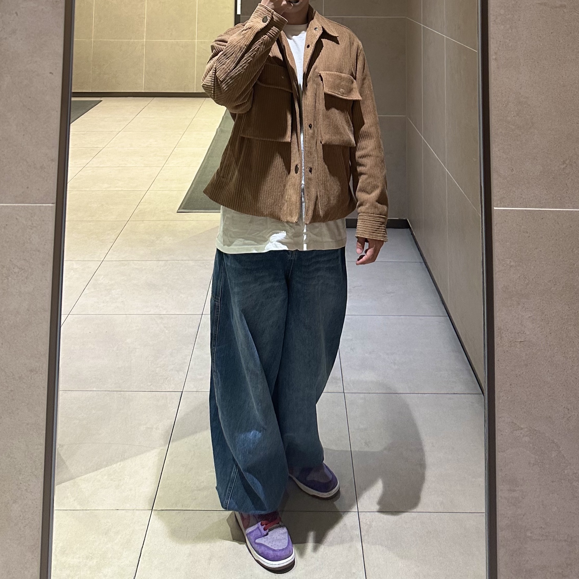 Telfar Baggy Jean Blue, Nike Dunk Low SP Plum 2020 착용 스타일