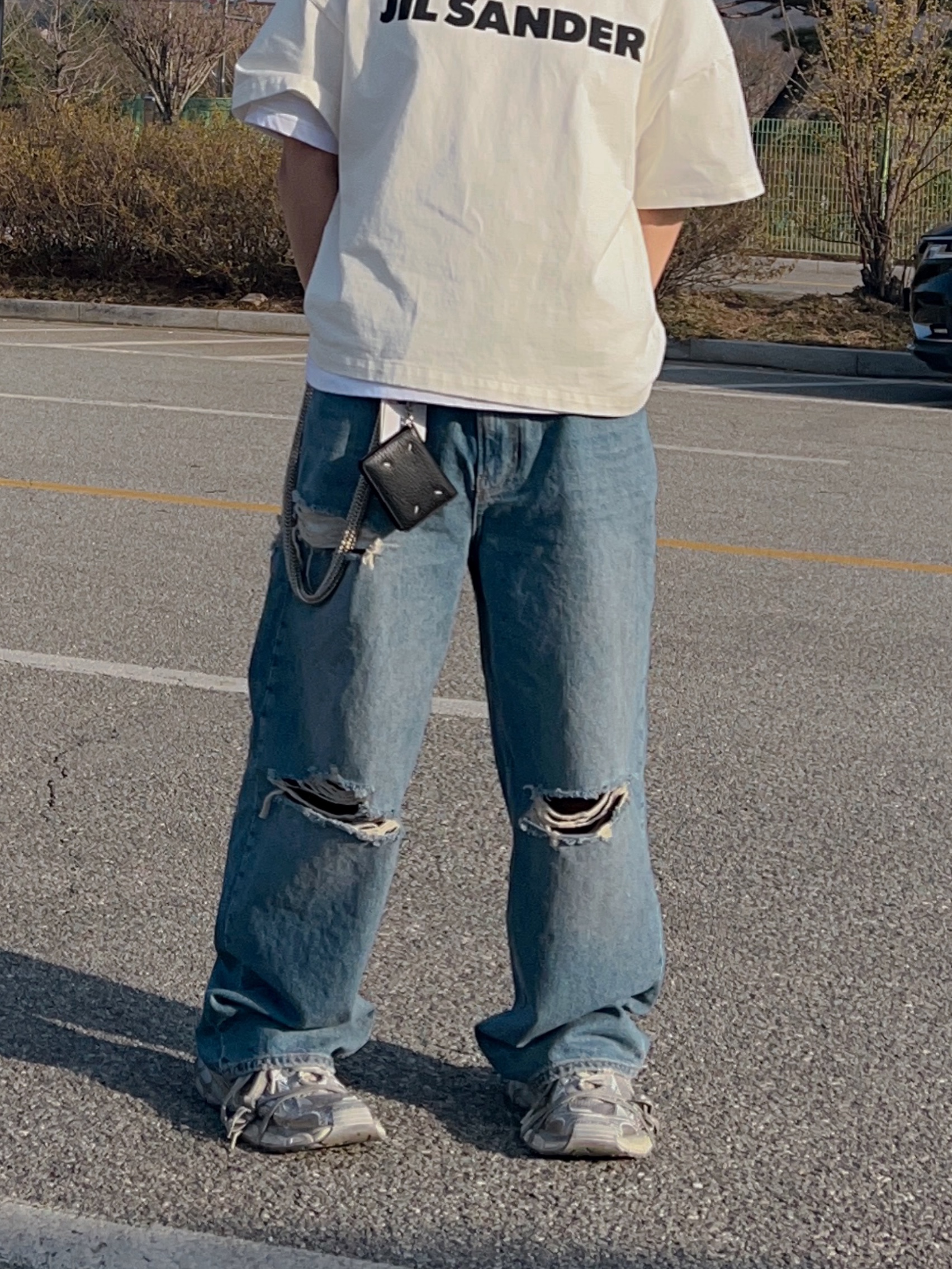 Jil Sander Logo T-Shirt Natural - 22FW, Balenciaga 3XL Sneakers Light Beige 착용 스타일 - 2