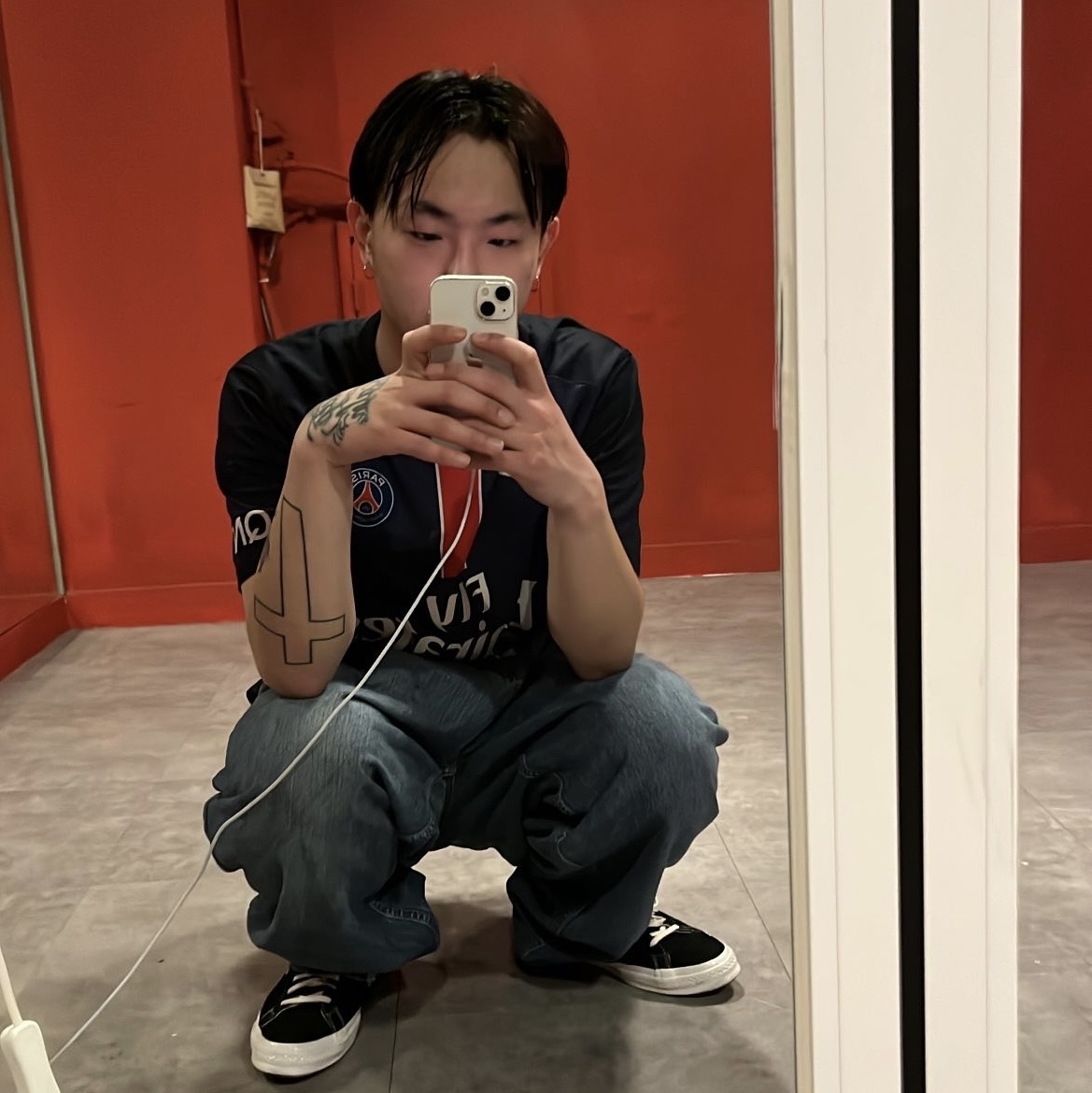 Converse x Stussy One Star Ox Black 착용 스타일