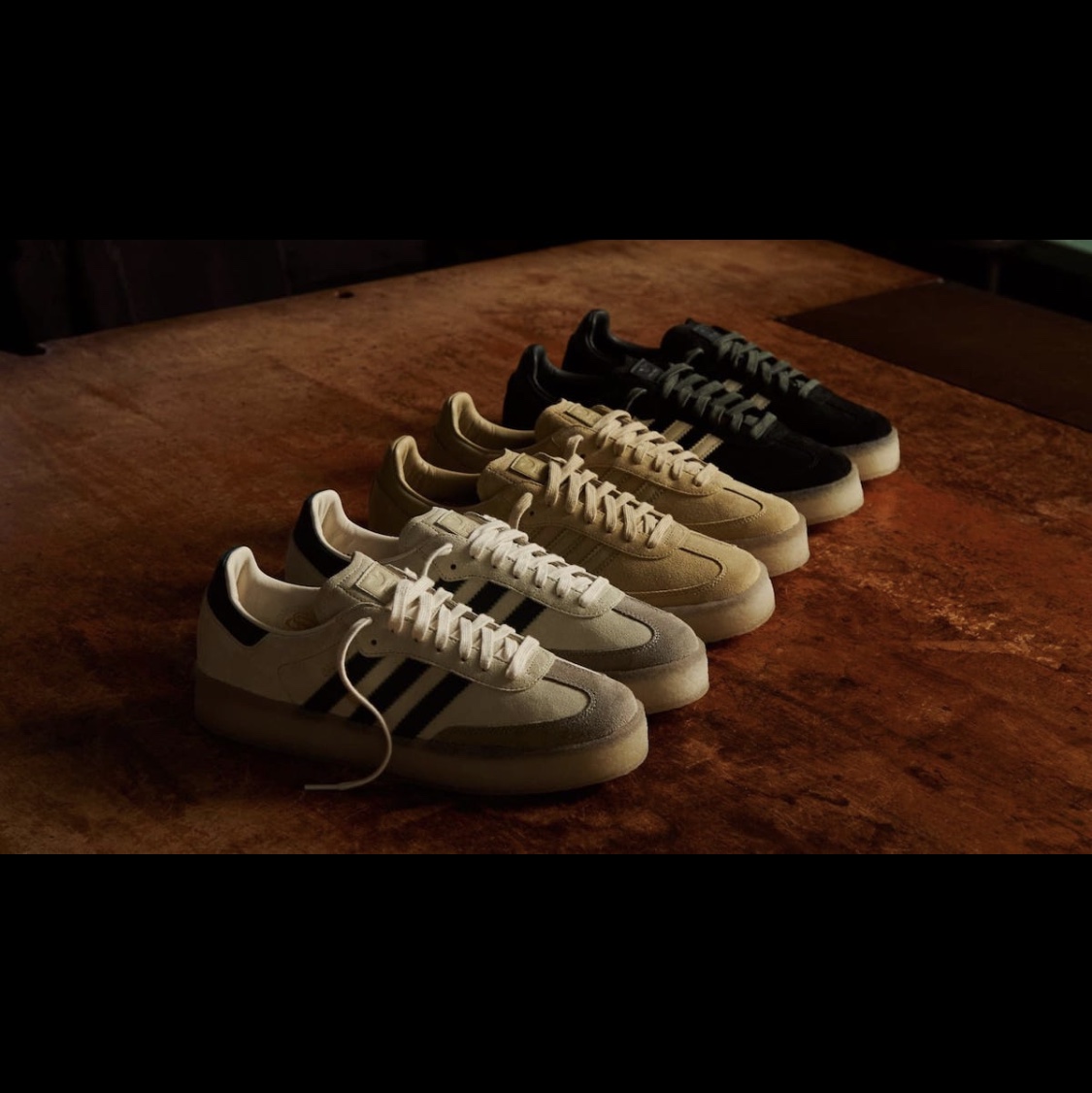 Adidas x Clarks x Ronnie Fieg 8th Street Samba Chalk White Green, Adidas x Clarks x Ronnie Fieg 8th Street Samba Savannah 착용 스타일 - 2