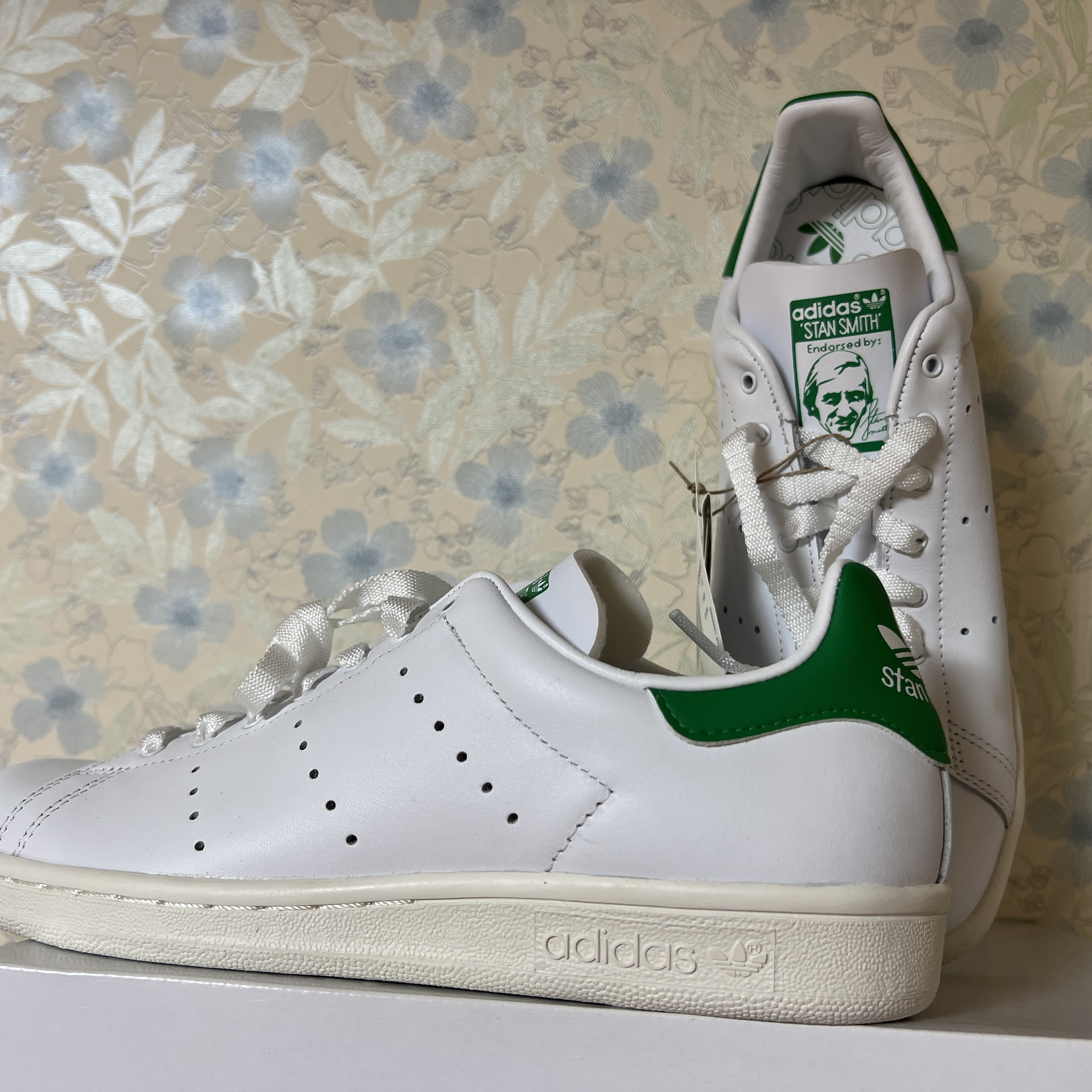 Adidas Stan Smith 80s Cloud White Green 착용 스타일