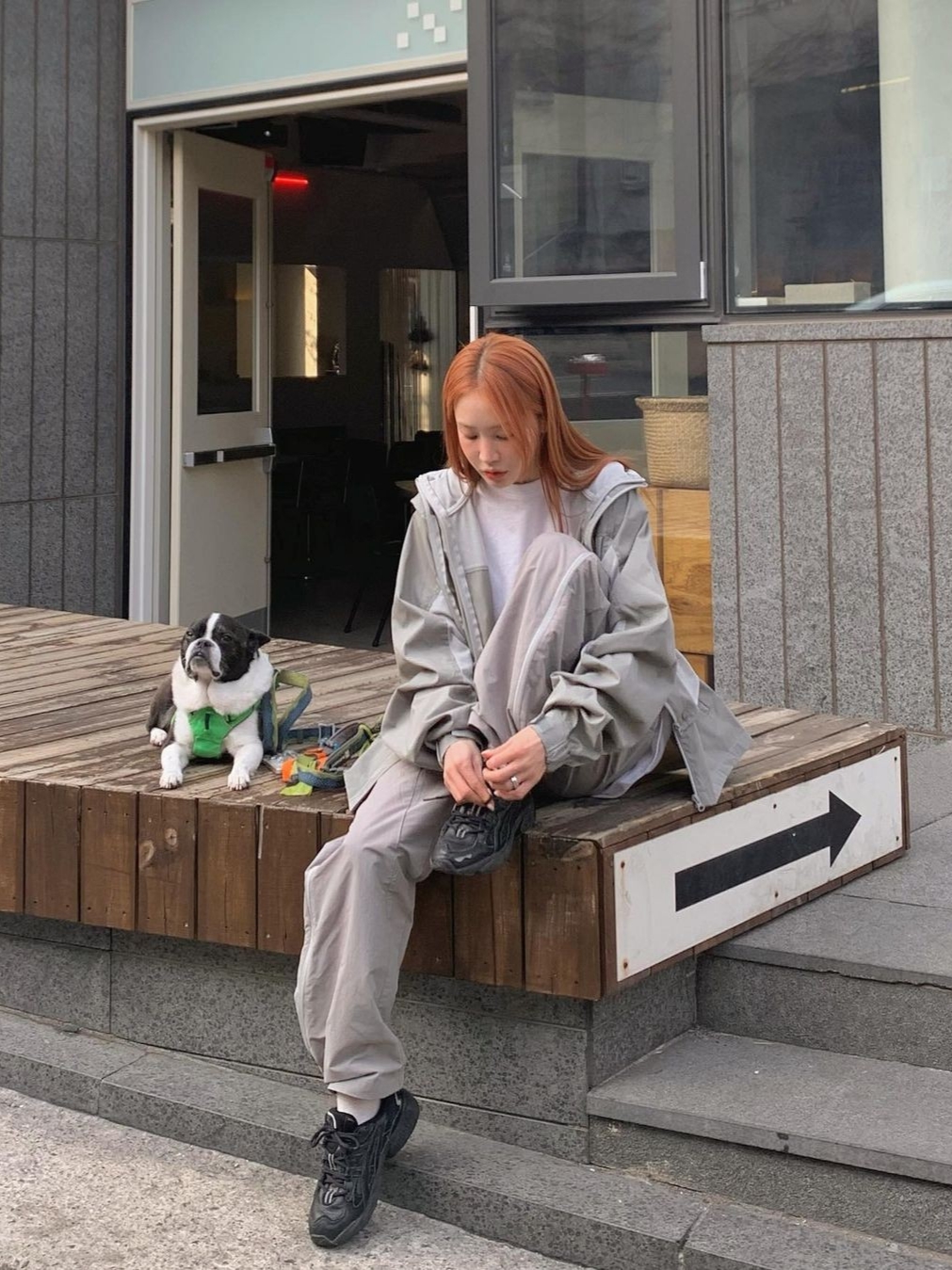 Art Of Field Assembled Jacket Beige, Art Of Field Side Zipper Balloon Pants Deep Beige 착용 스타일 - 1