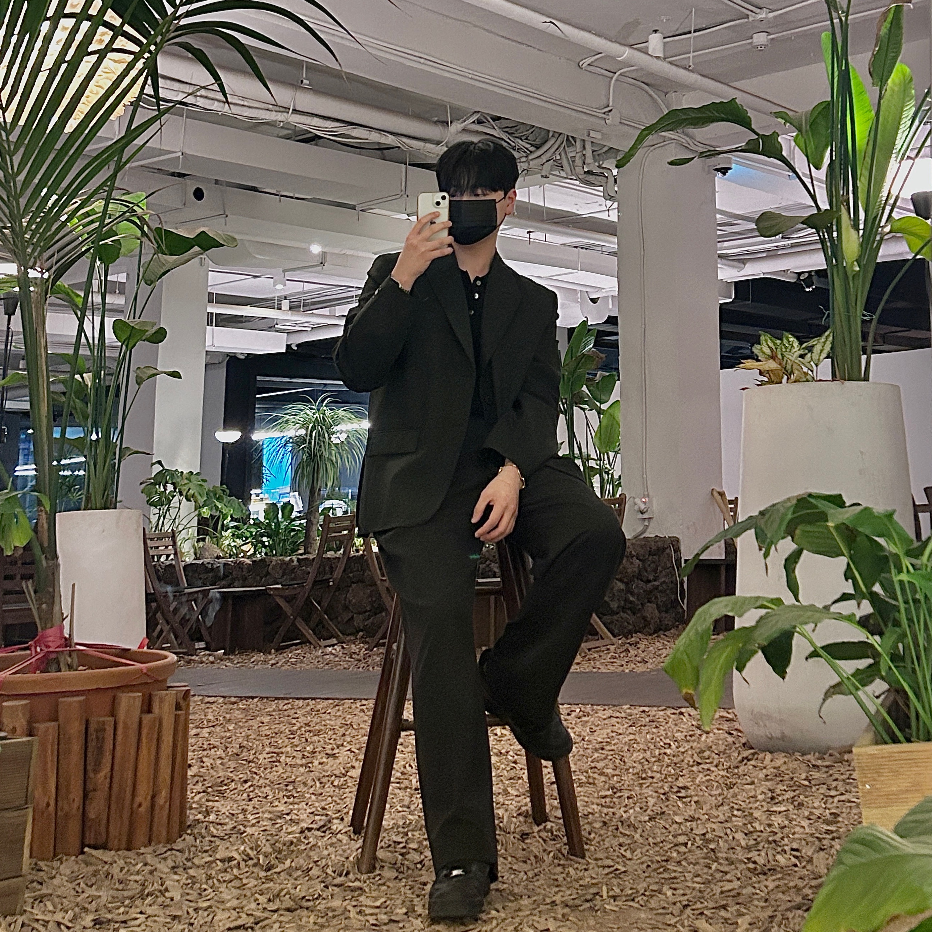 Zara x Ader Error Oversize Blazer Black, Nike Air Force 1 '07 Low Triple Black 착용 스타일