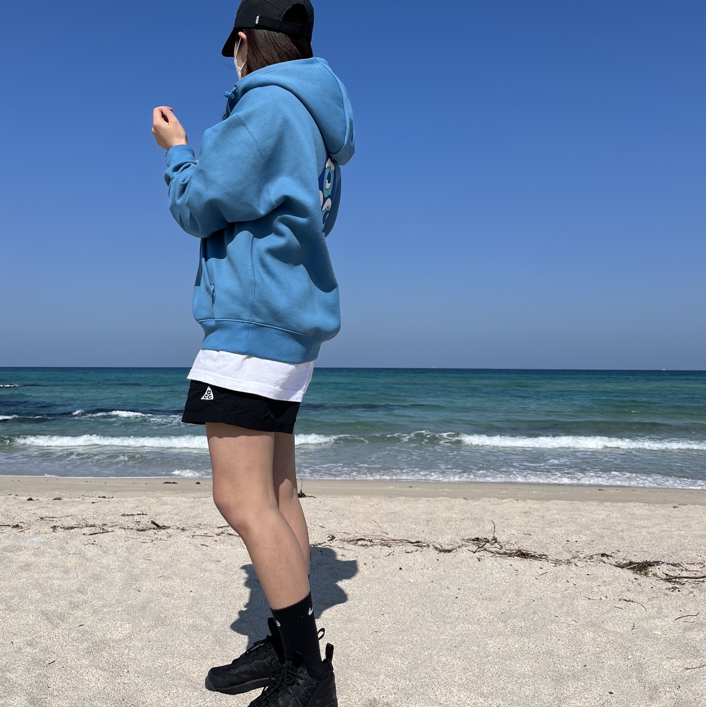 Nike ACG Therma-Fit Full Zip Graphic Hoodie Dutch Blue, Nike ACG Air Mada Black 착용 스타일 - 3