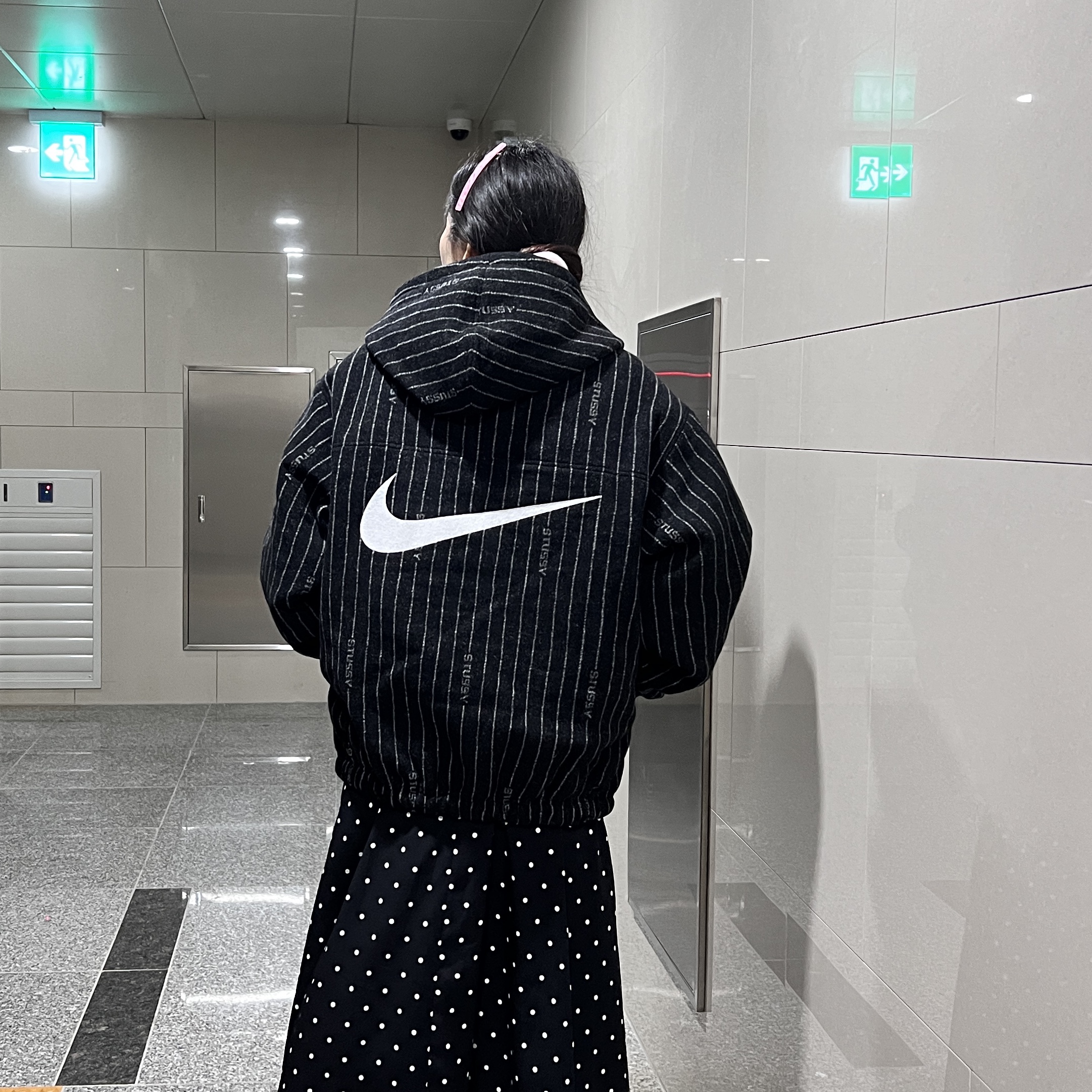Nike x Stussy NRG Striped Wool Jacket Black (DR4023-010) 착용 스타일