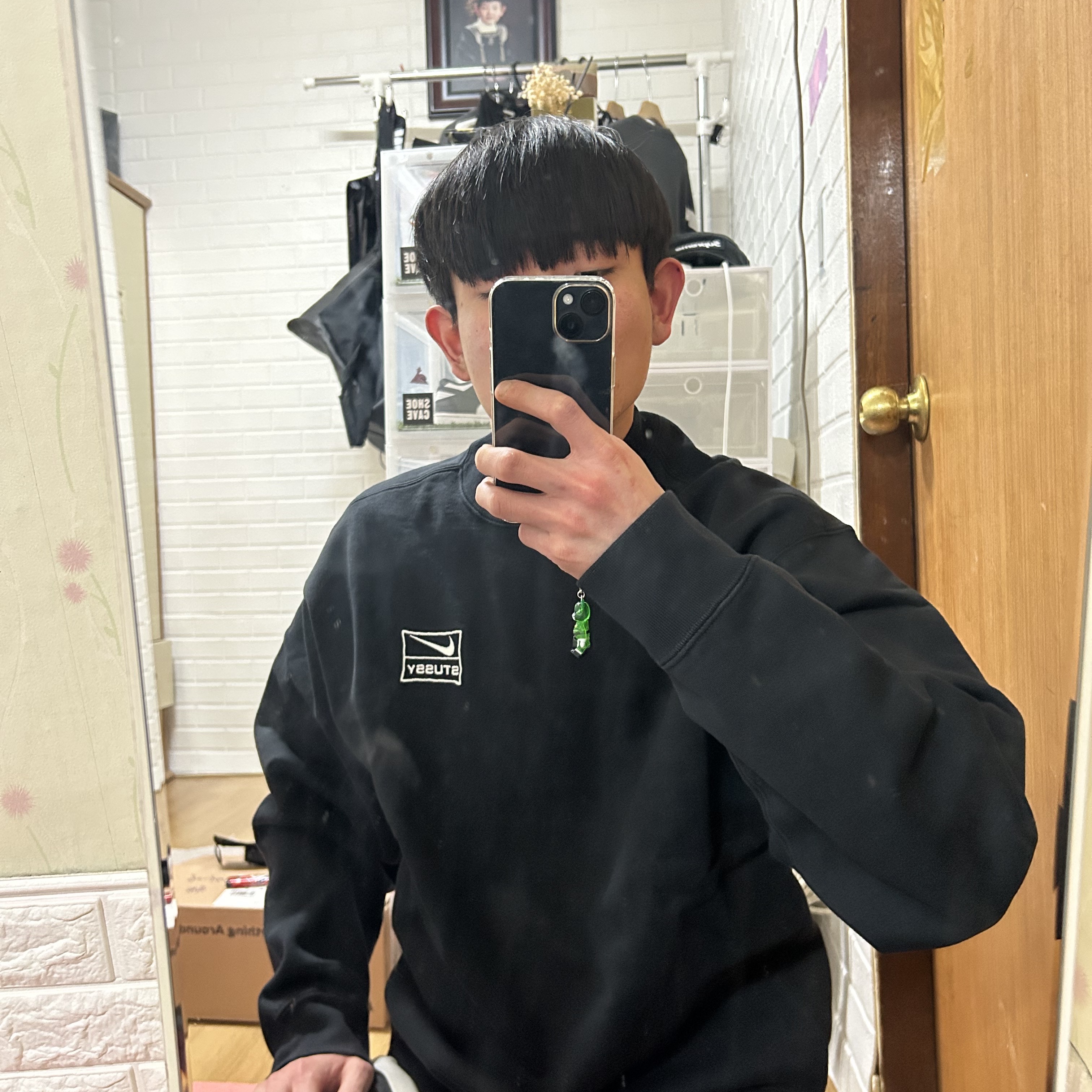 Nike x Stussy NRG Washed Fleece Crewneck Black (DO5310-010) 착용 스타일