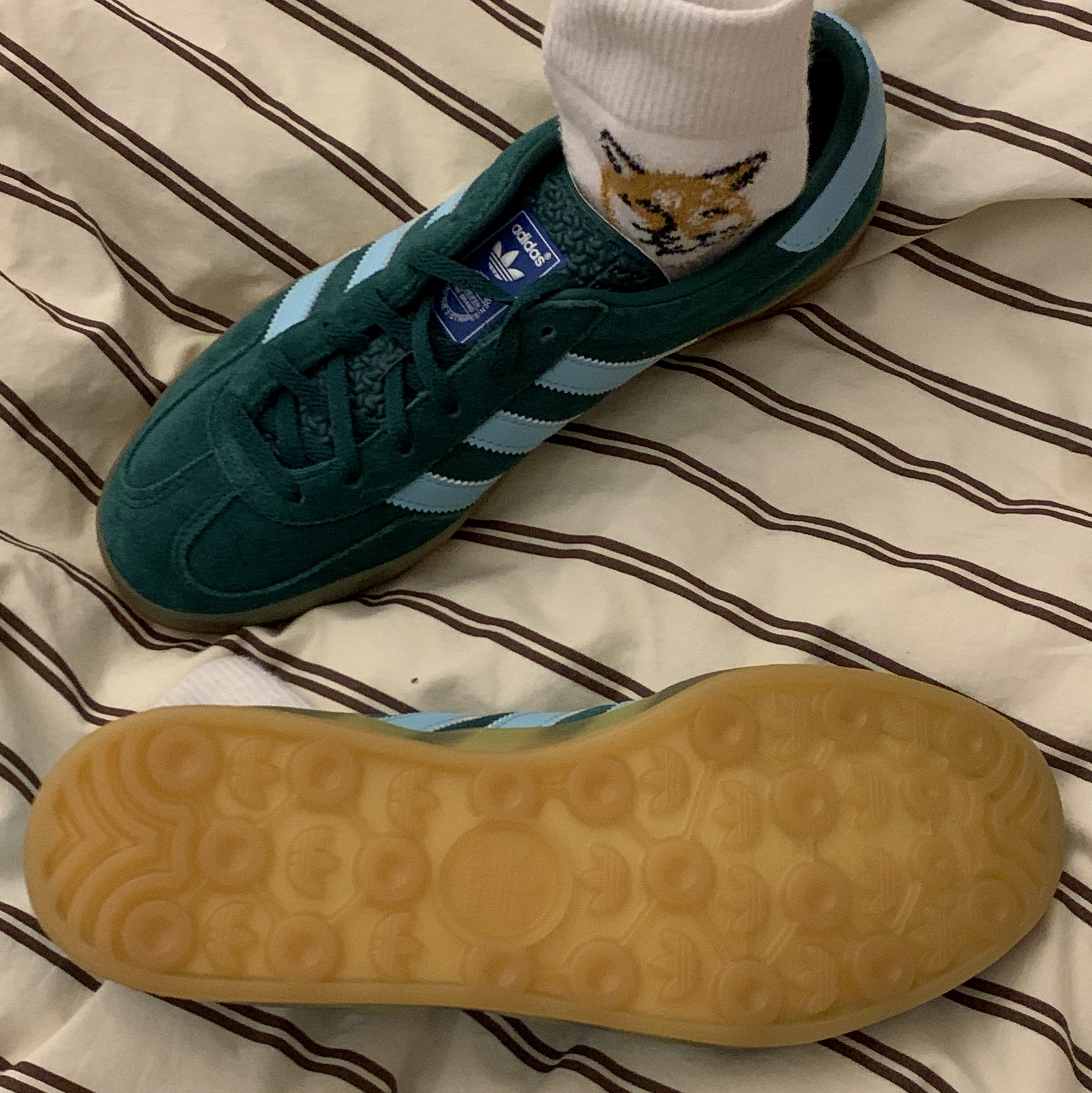 Adidas Gazelle Indoor Collegiate Green Hazy Sky 착용 스타일 - 2