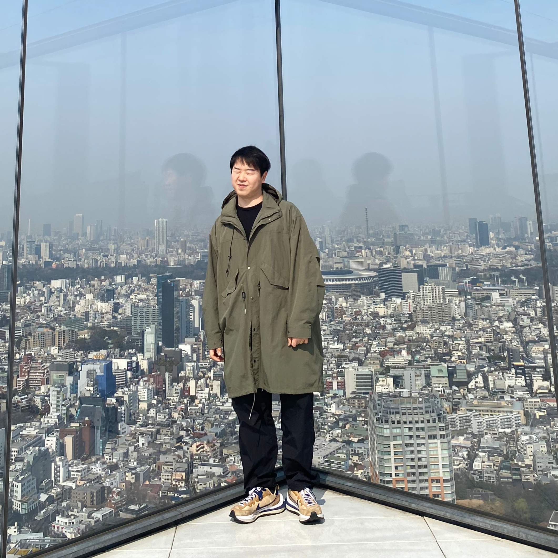 Nike x Sacai VaporWaffle Sesame and Blue Void 착용 스타일