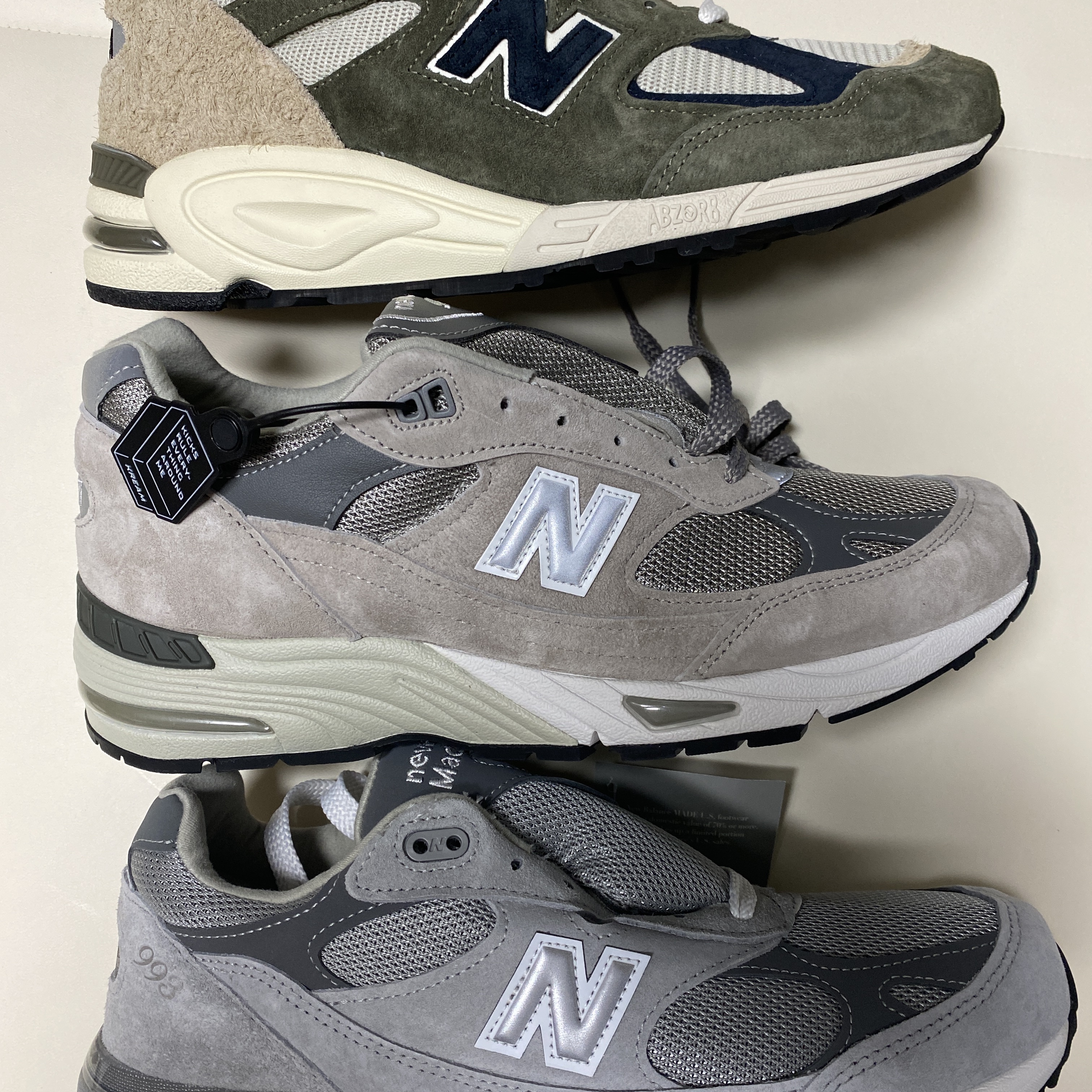 New Balance 991 Made in UK Grey 착용 스타일 - 1