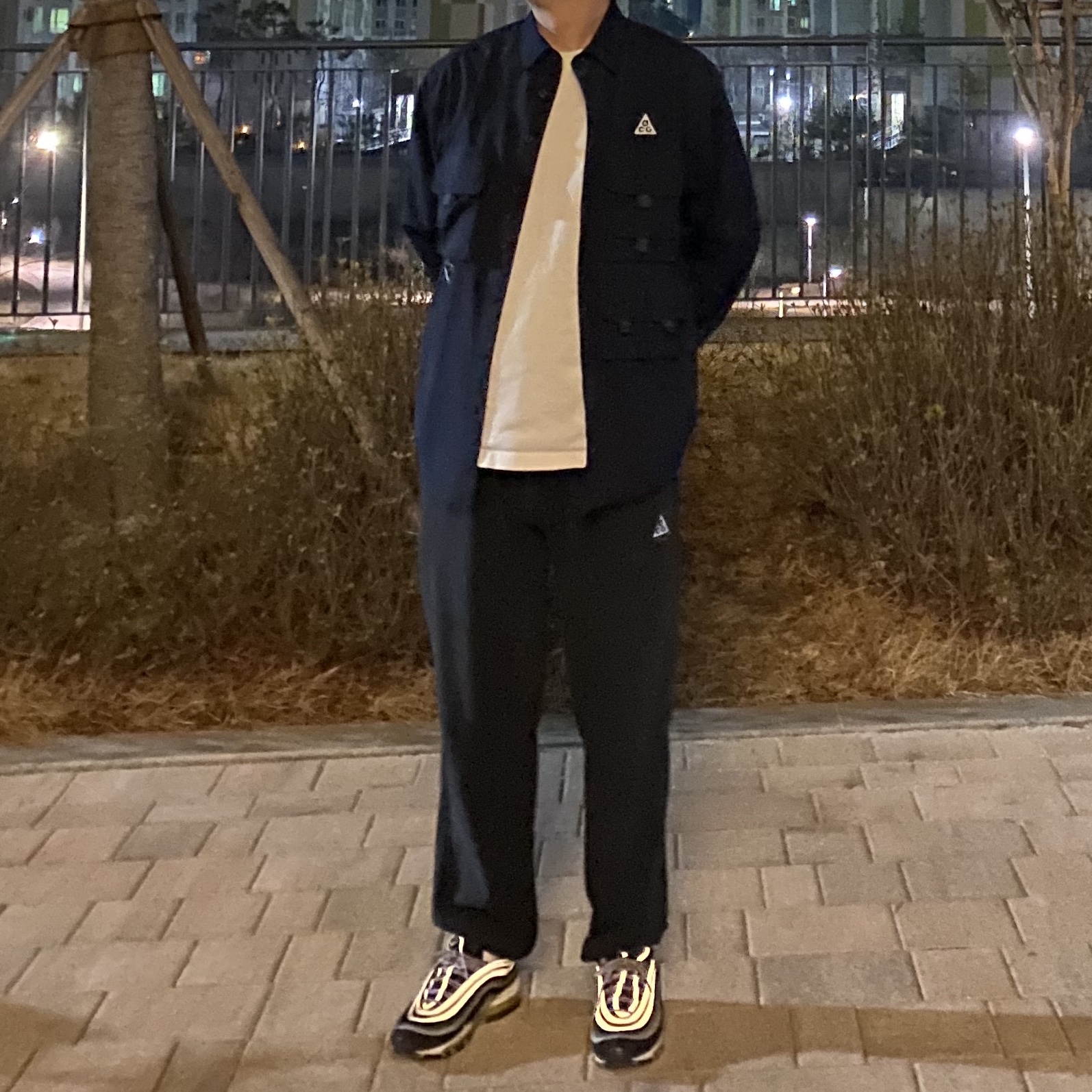 Nike ACG Devastation Trail Work Shirt Black - Asia, Nike ACG Polartec Wolf Tree Pants Off Noir - US/EU 착용 스타일 - 1