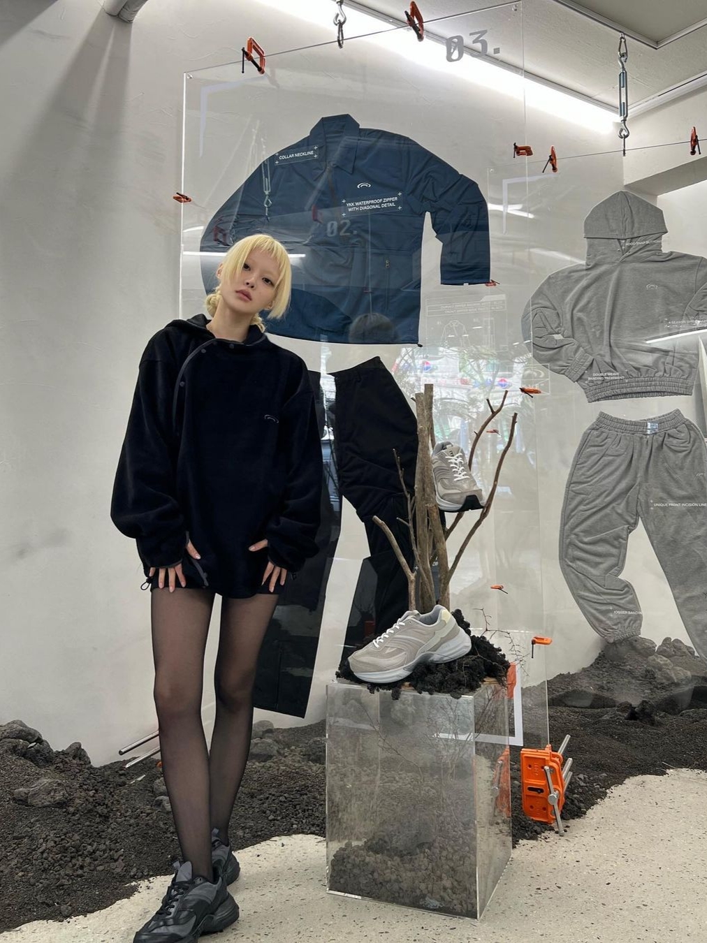 Art Of Field Side Snap Jersey Hooded Black 착용 스타일 - 2