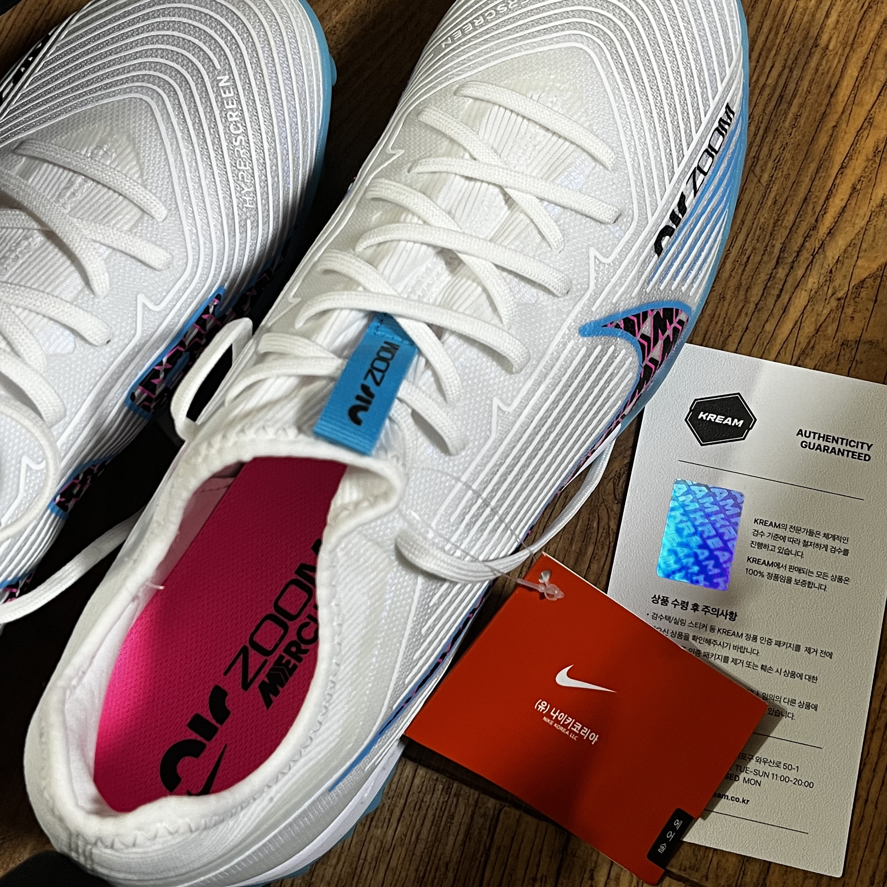 Nike Zoom Mercurial Vapor 15 Pro TF White Baltic Blue 착용 스타일 - 3