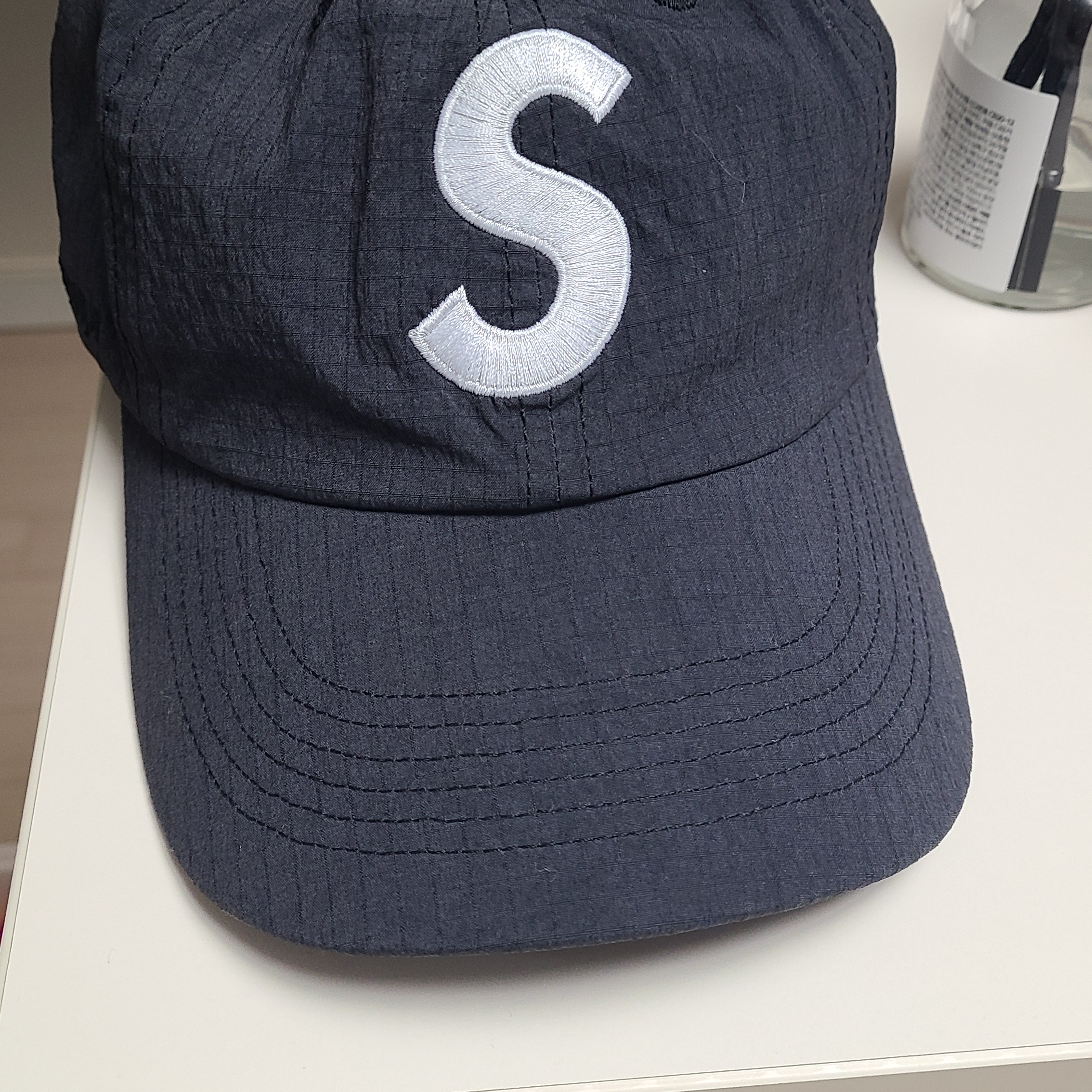 Supreme Cordura Ripstop S Logo 6-Panel Black - 23SS 착용 스타일