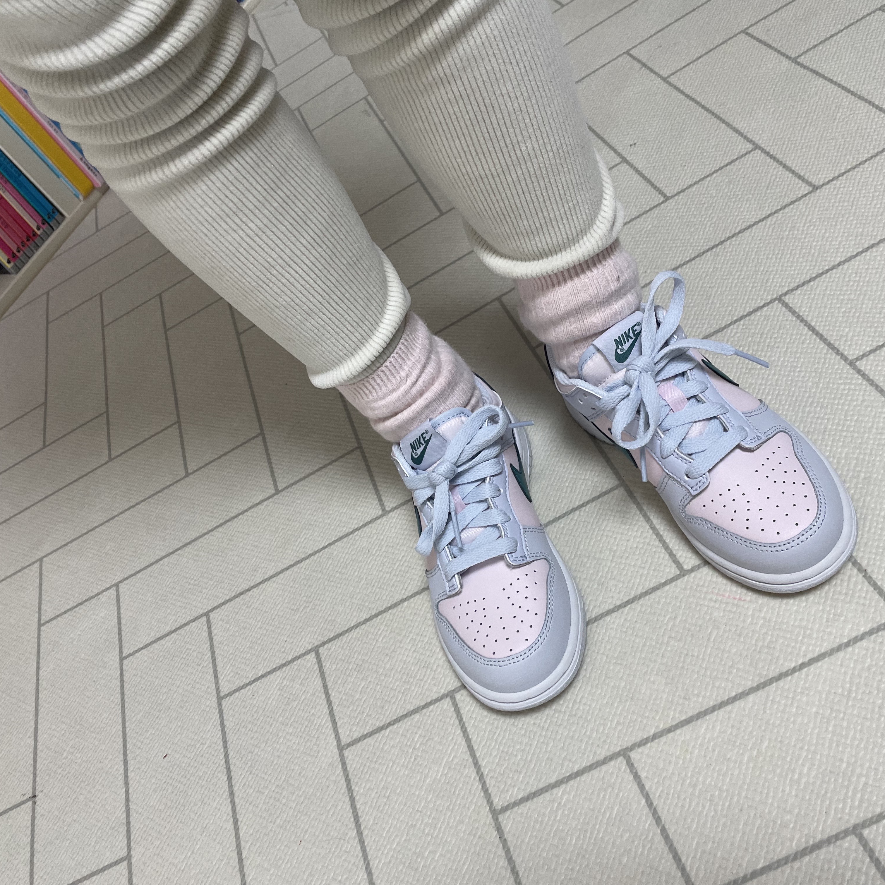 (PS) Nike Dunk Low Football Grey Mineral Teal 착용 스타일