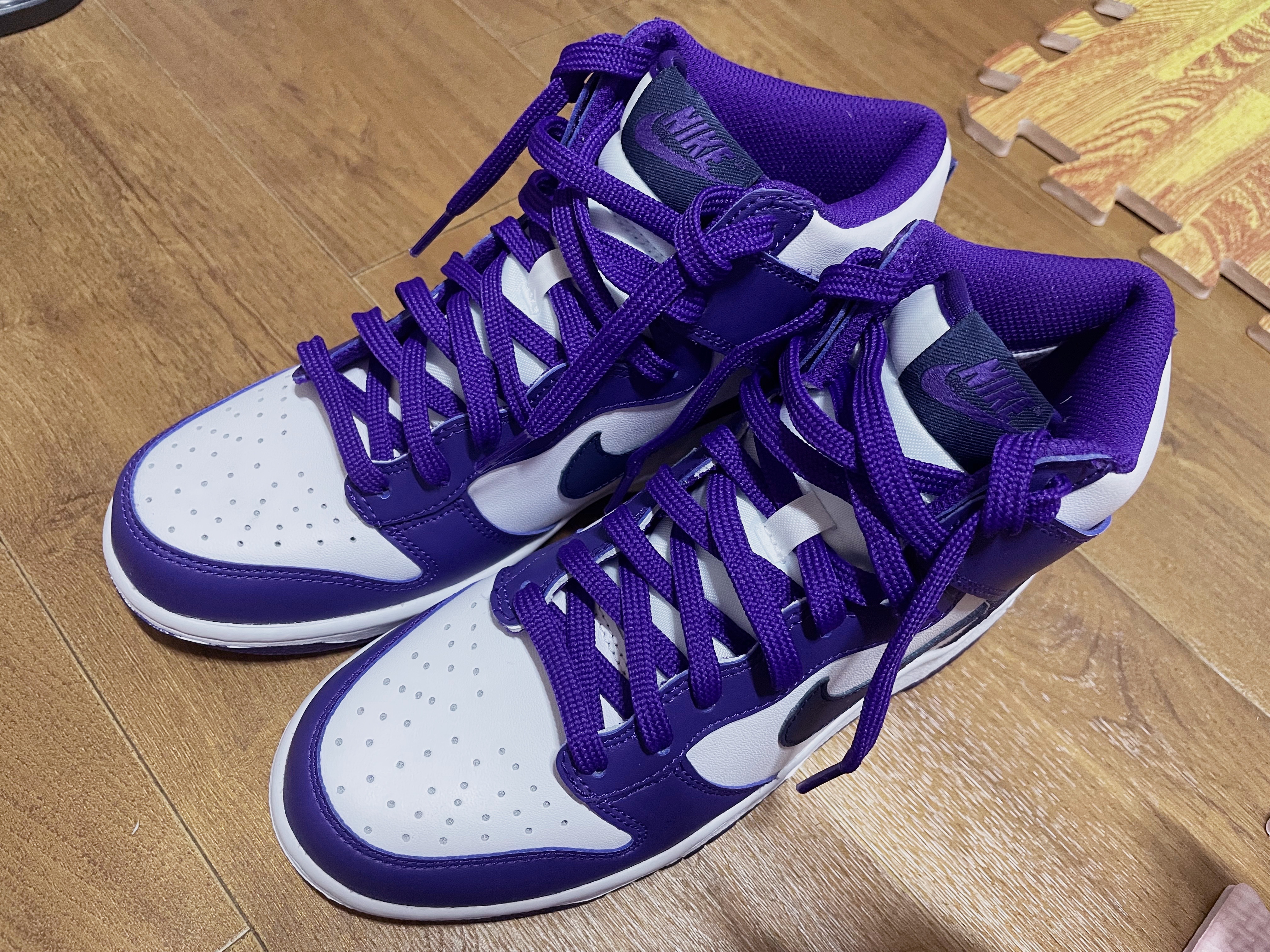 (GS) Nike Dunk High White Midnight Navy 착용 스타일 - 2