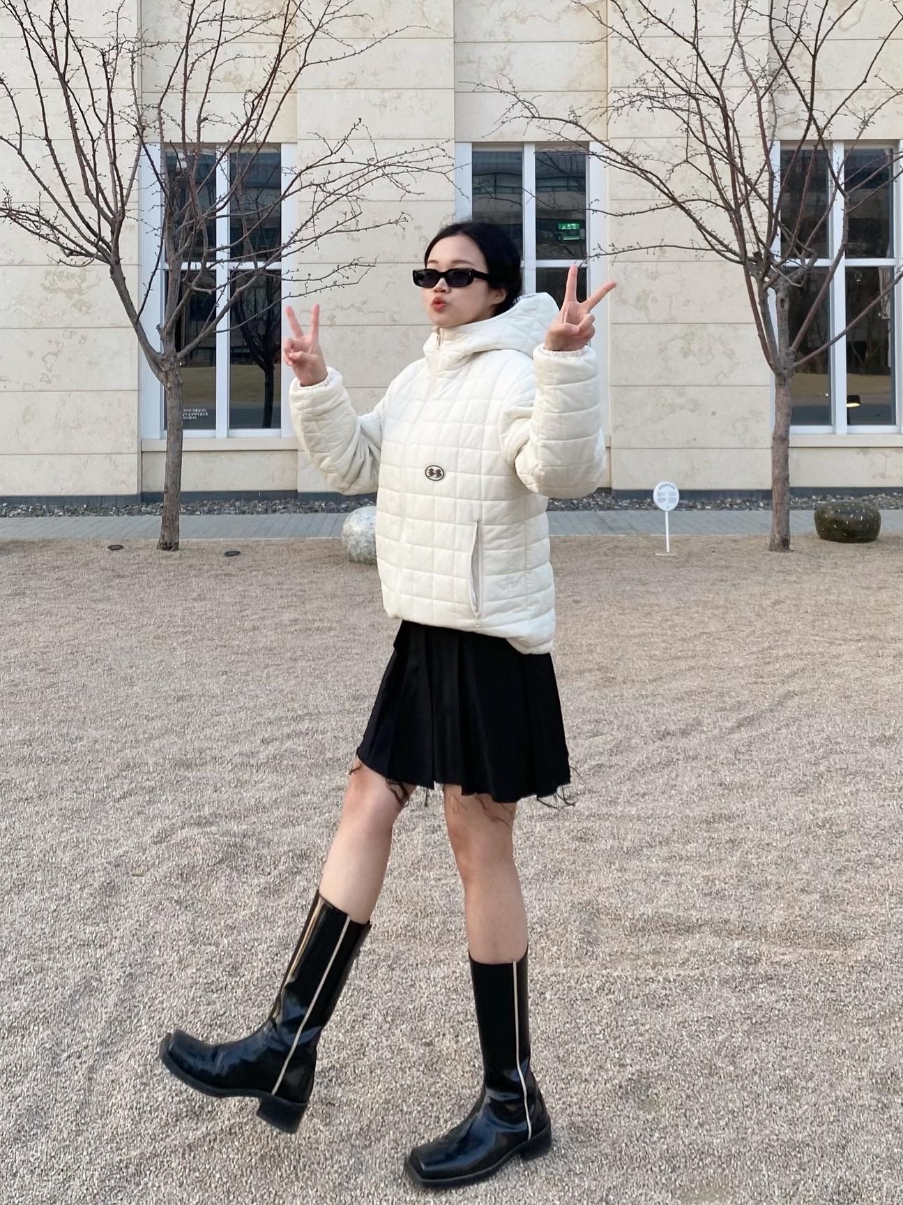 Dada Quilted Jacket Cream 착용 스타일 - 1