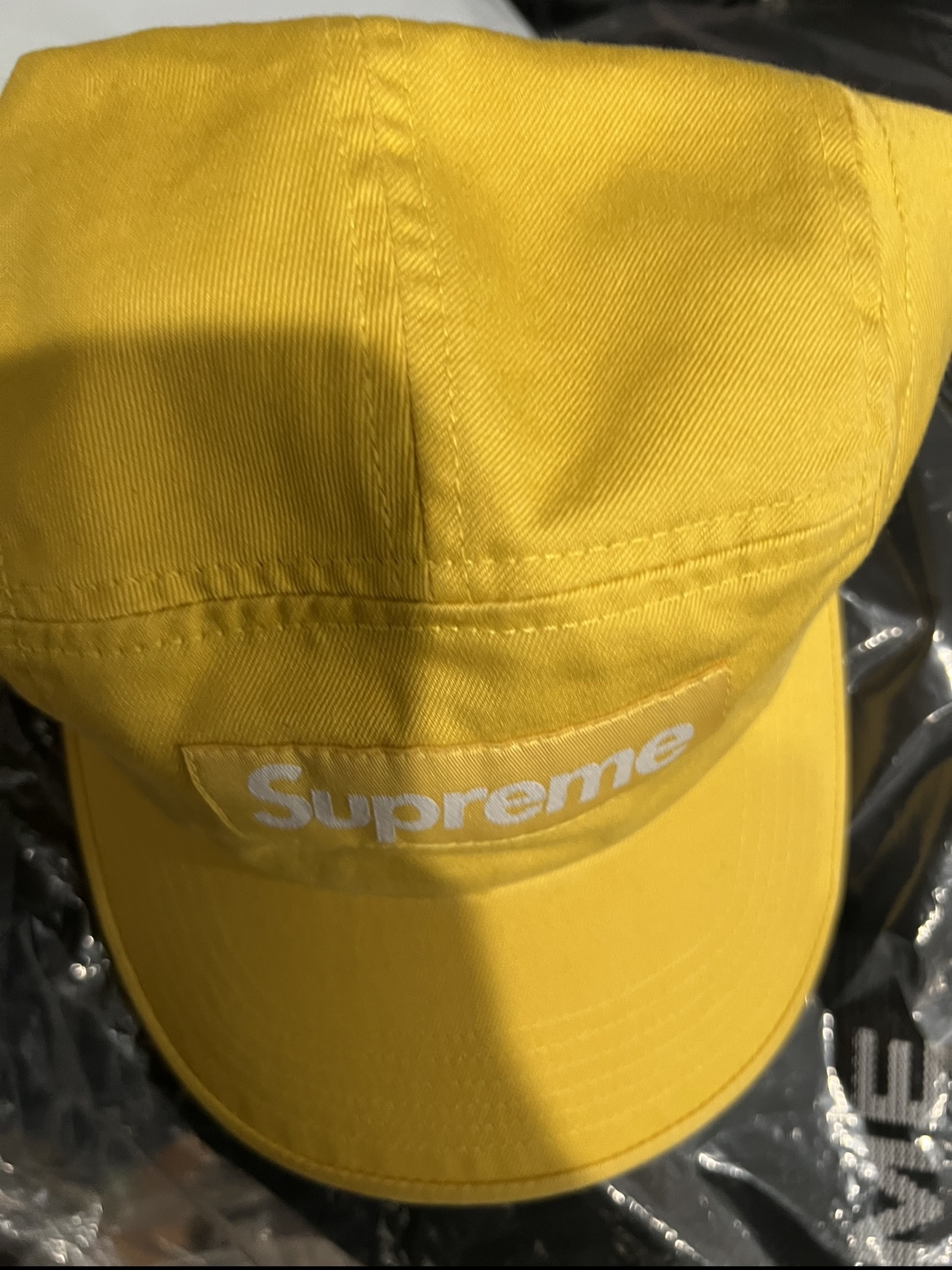 Supreme Washed Chino Twill Camp Cap Yellow - 23SS 착용 스타일