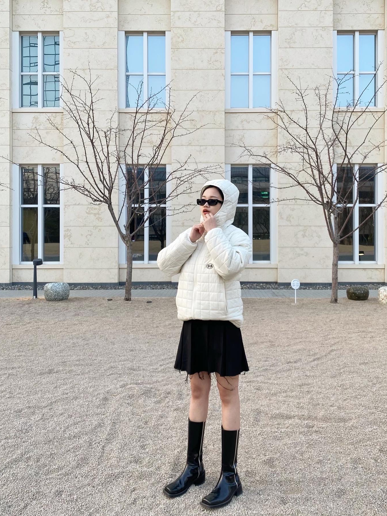 Dada Quilted Jacket Cream 착용 스타일 - 2