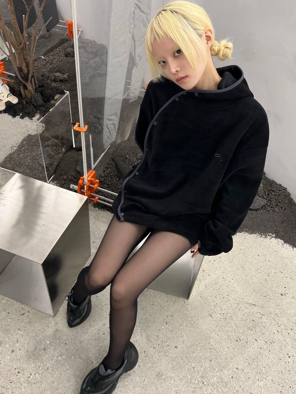 Art Of Field Side Snap Jersey Hooded Black 착용 스타일 - 1
