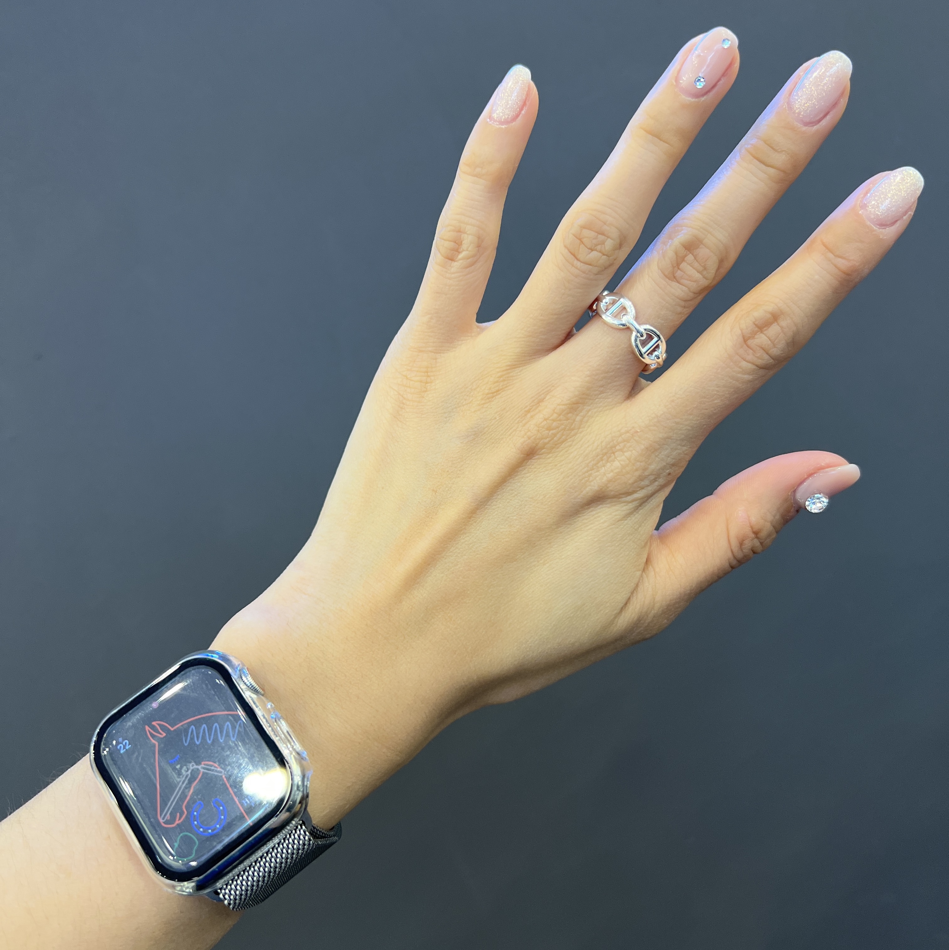 (W) Hermes Small Chaine D'Ancre Enchainee Ring Sterling Silver 착용 스타일