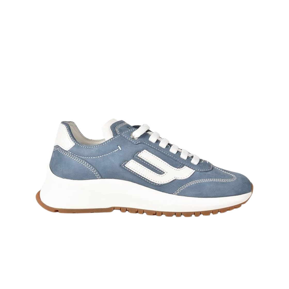 (W) 발리 데밀 카프 누벅 스니커즈 다이 블루 화이트((W) Bally Demyl Calf Nubuck Sneakers Dye Blue White) - 1