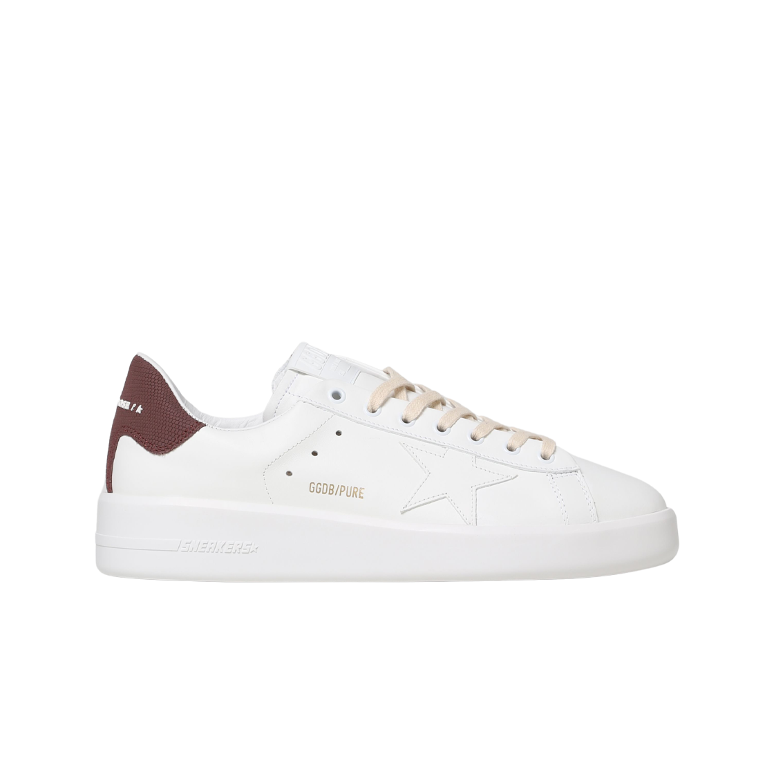 골든구스 퓨어스타 화이트 버건디 리자드탭 스니커즈(Golden Goose Purestar White Burgundy Lizard Heel Tab Sneakers) - 1