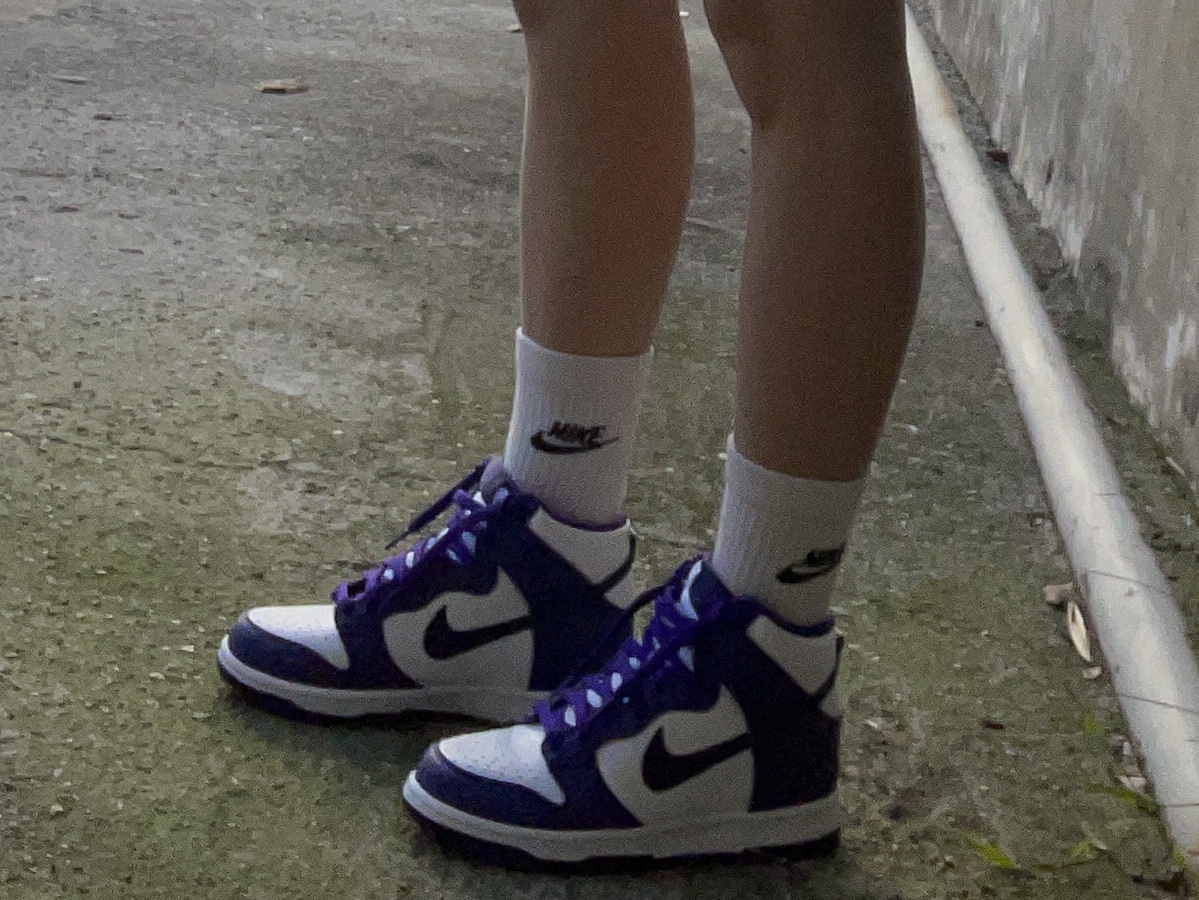 (GS) Nike Dunk High White Midnight Navy 착용 스타일 - 3