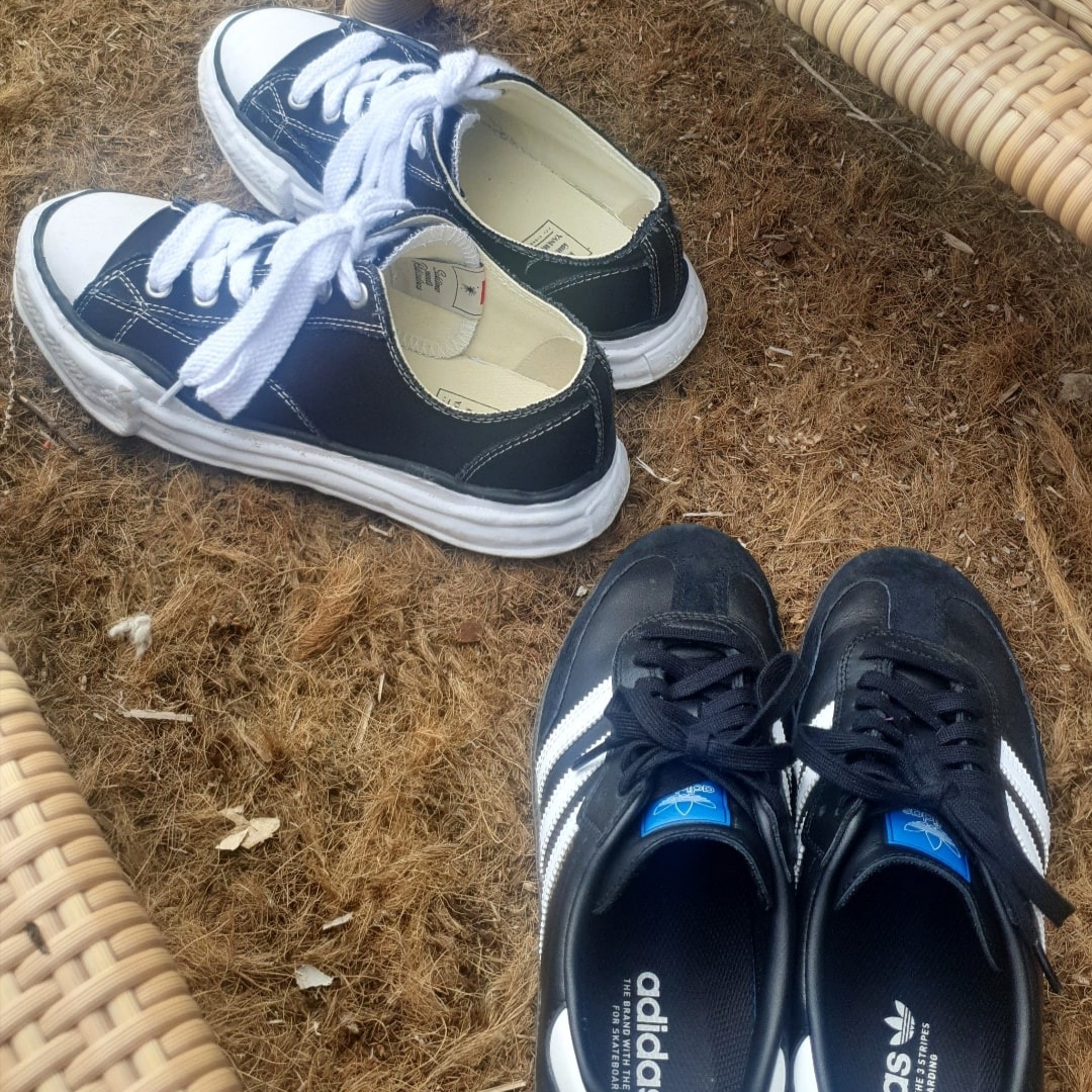 Adidas Samba ADV Black, Maison Mihara Yasuhiro Peterson OG Sole Canvas Low Sneakers Black 착용 스타일
