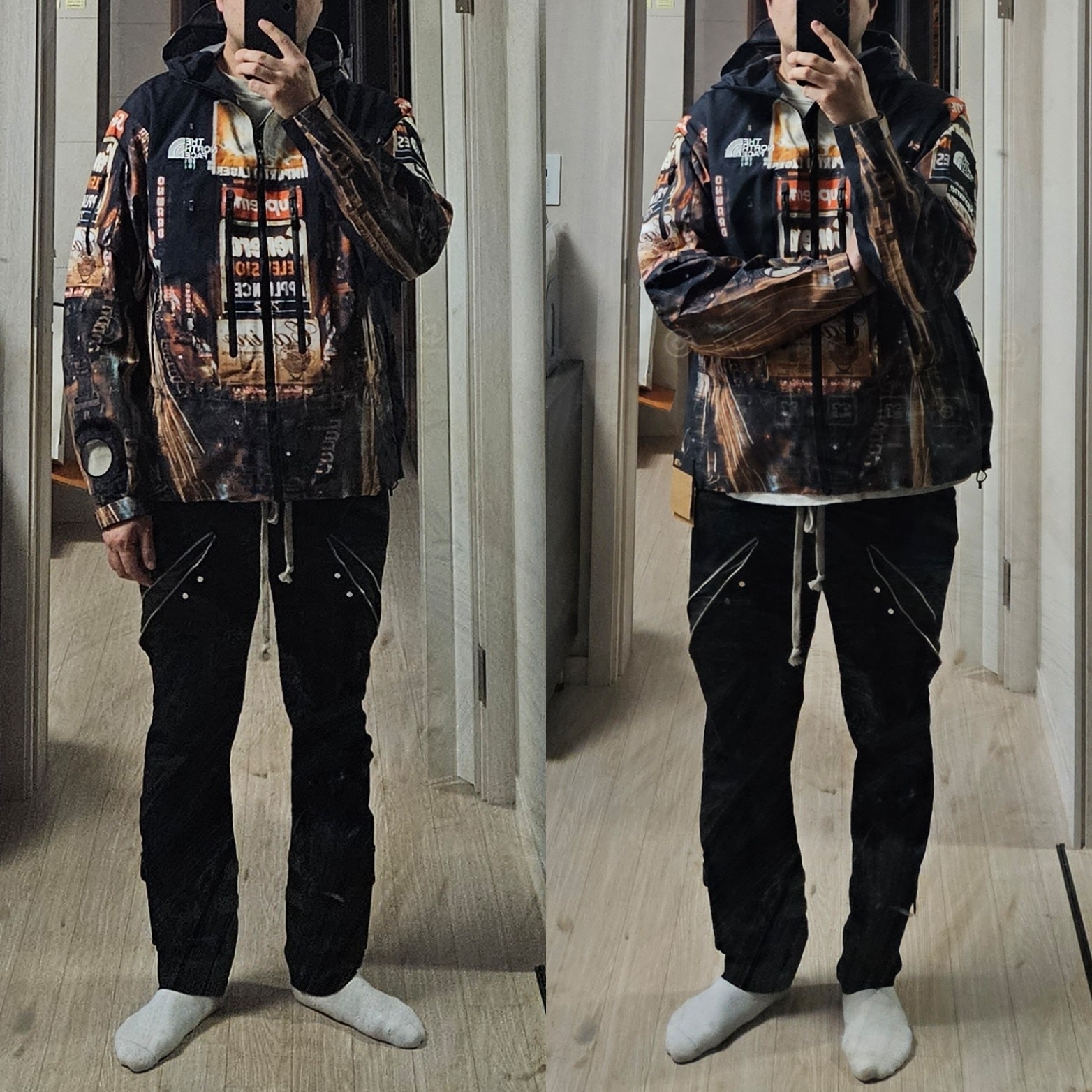 Supreme x The North Face Taped Seam Shell Jacket Times Square - 22FW 착용 스타일 - 1