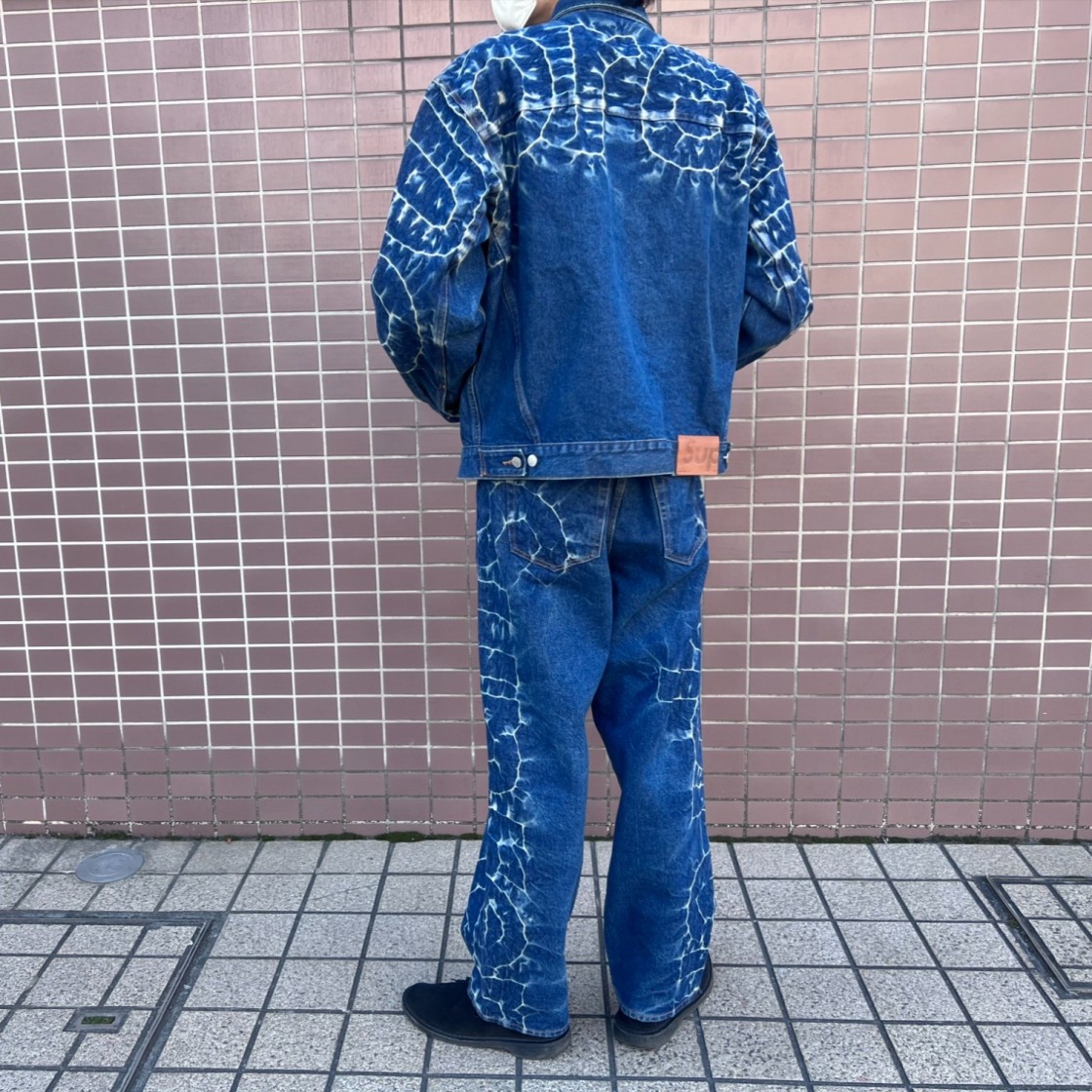 Supreme Shibori Denim Trucker Jacket Rigid Indigo Blue Size XL