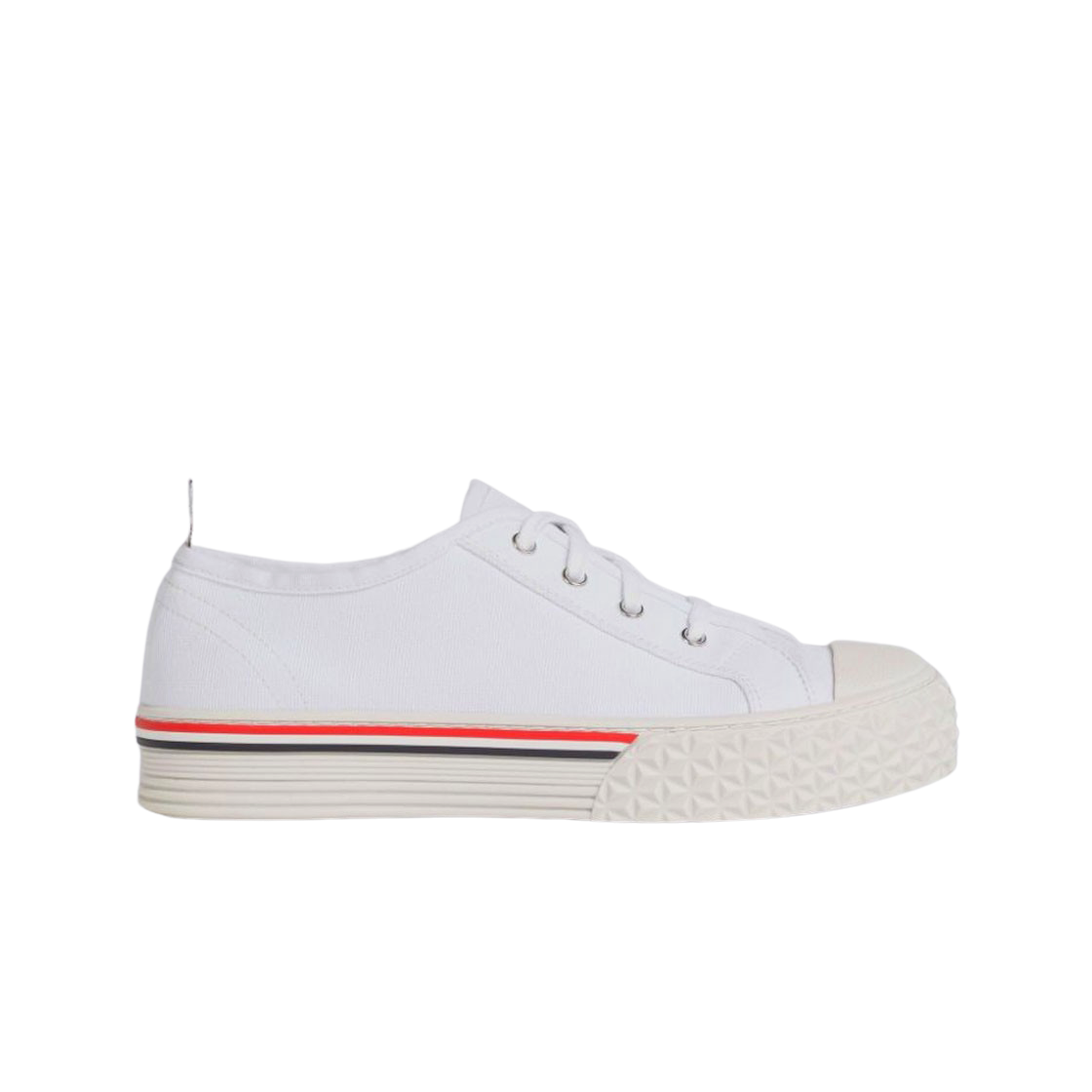 MFD253A-F0102-100 Thom Browne Canvas Tartan Tread Collegiate Low Top Trainer White