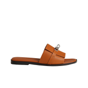 (W) Hermes Giulia Sandal Calfskin & Palladium Naturel
