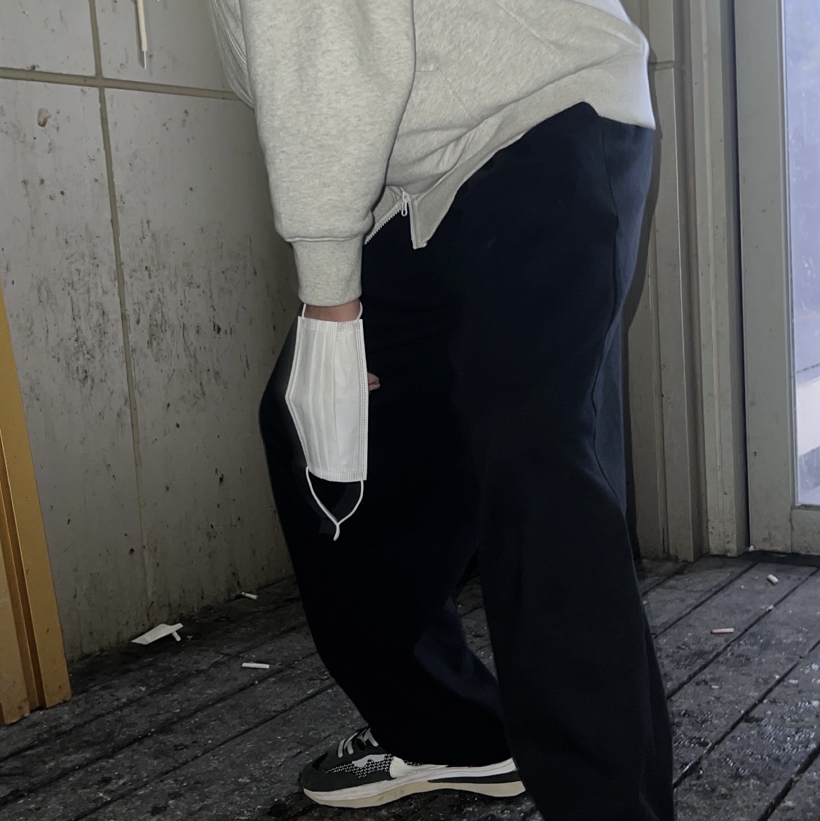 Uniqlo U Wide Fit Baker Pants Black, Stussy Basic Stussy Zip Hoodie Ash Heather 2022 착용 스타일 - 3