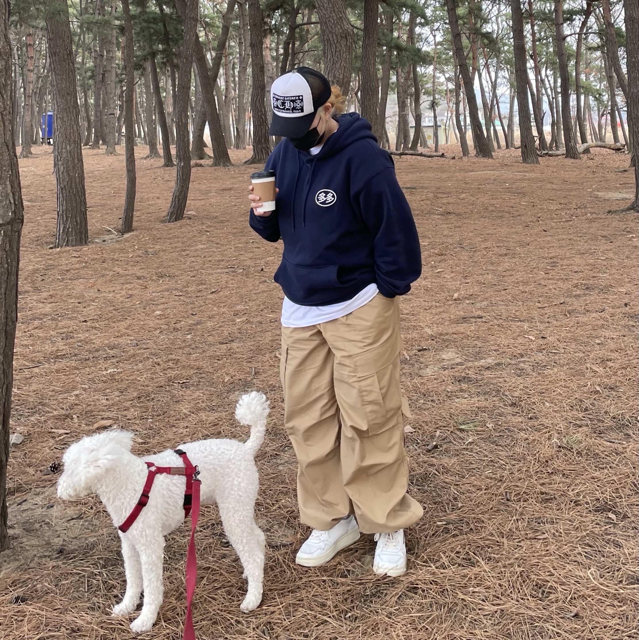 Dada Logo Hoodie Navy, (W) Autry Medalist Low Leather Sneakers White Silver 착용 스타일 - 1